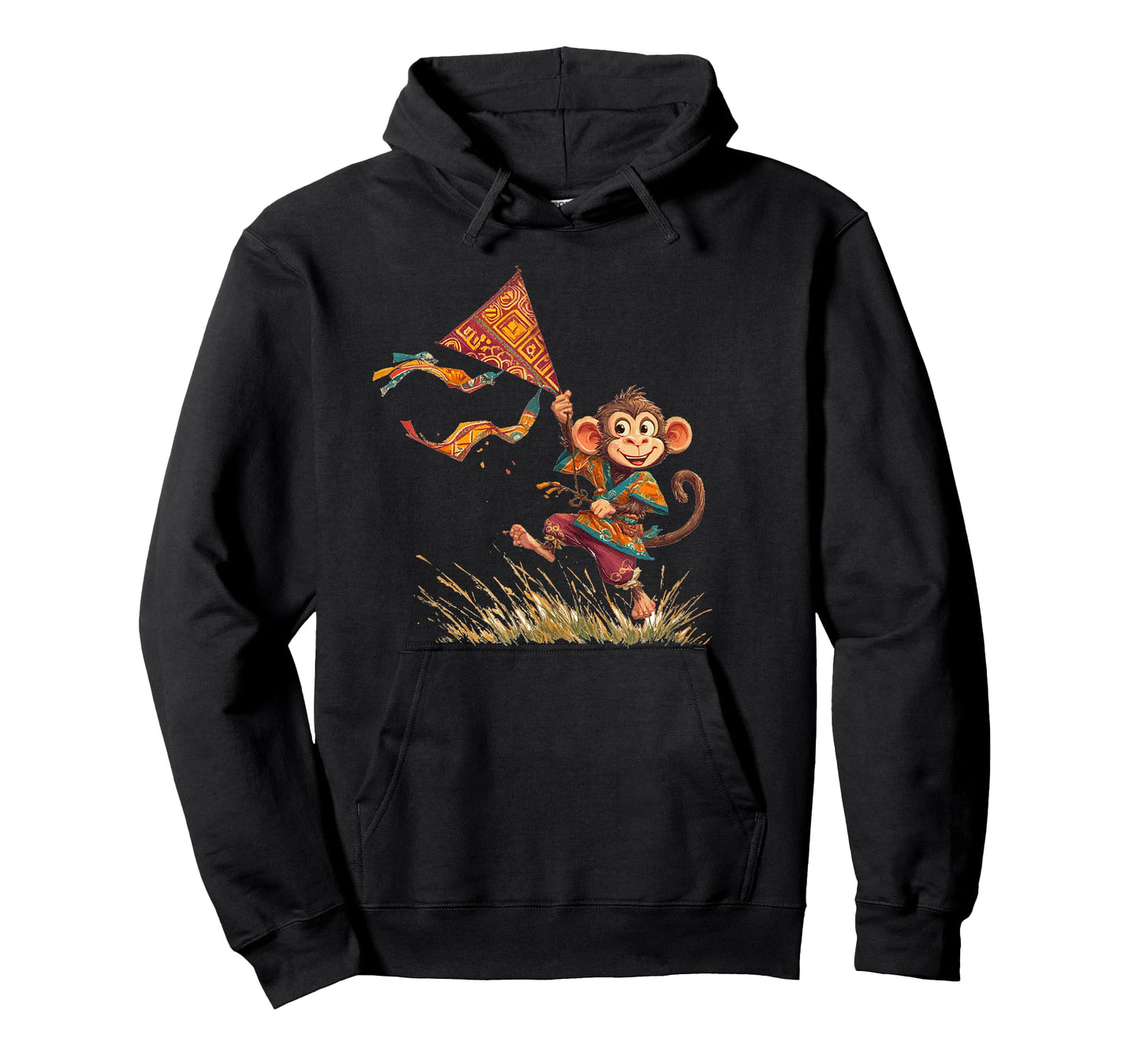 Windy Kite Flying Season with Cool Japan Monkey Look T-Shirt