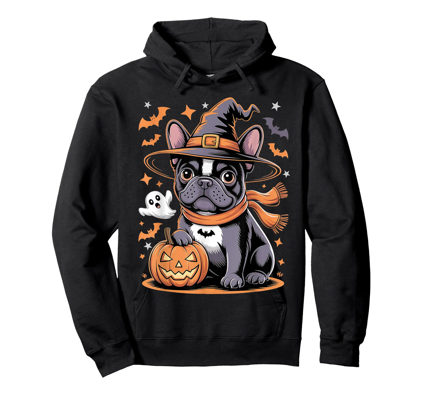 French Bulldog Halloween Funny Pumpking Dog Witch Hat Spooky T-Shirt