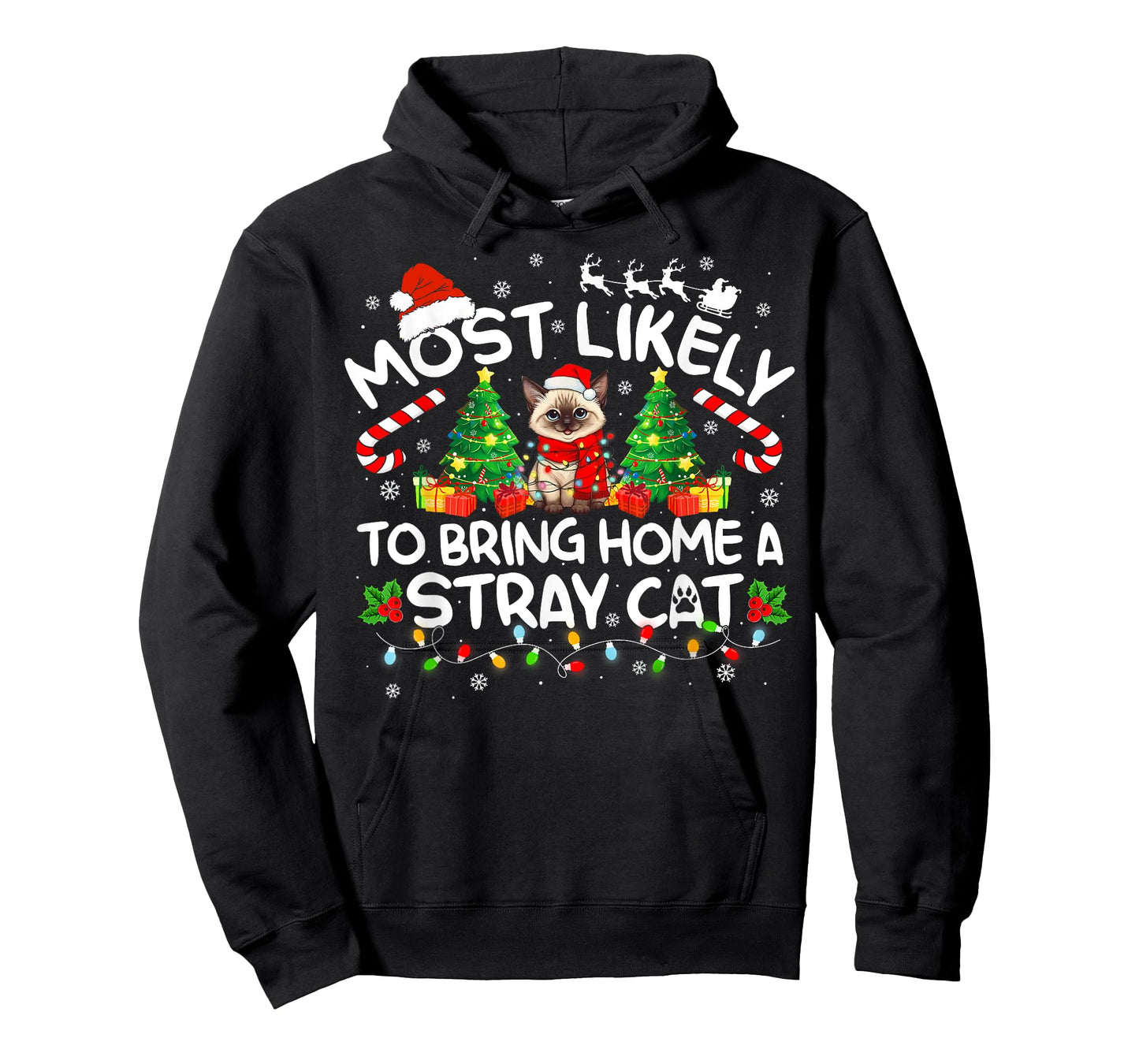 Most Likely To Bring Home A Stray Cat Matching Christmas T-Shirt for Men Women Kids