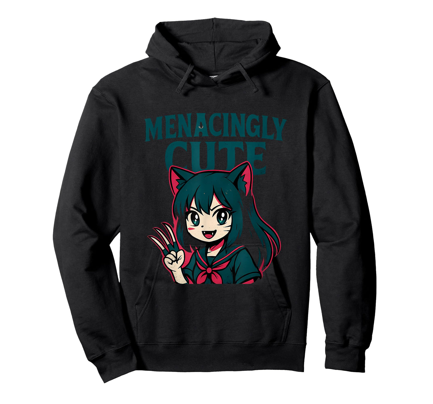 Menacingly Cute Anime Cat Girl Horror Kawaii Graphic Design T-Shirt