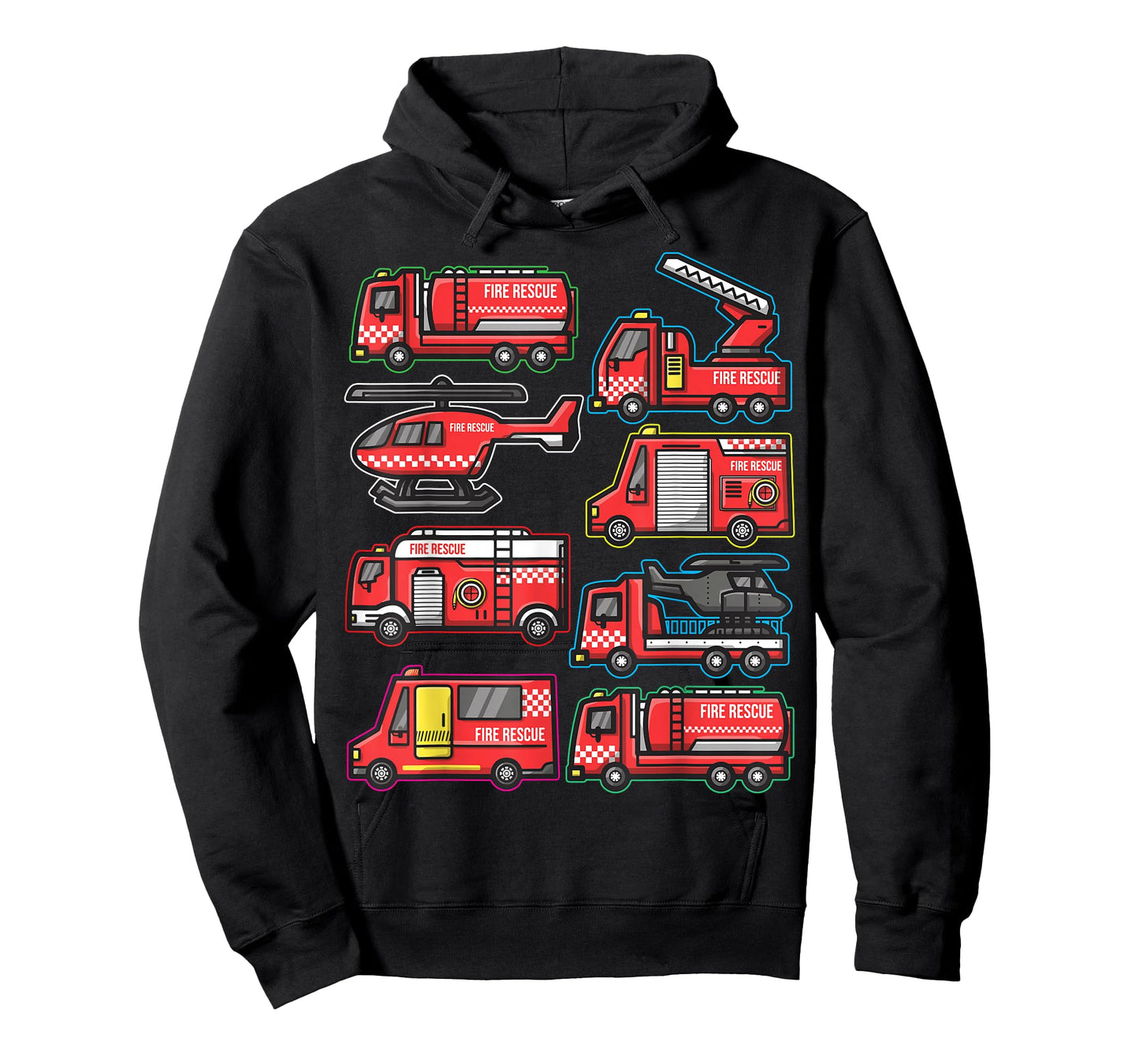 Types of Fire Truck Boys Toddlers Firefighter Trucks T-Shirt