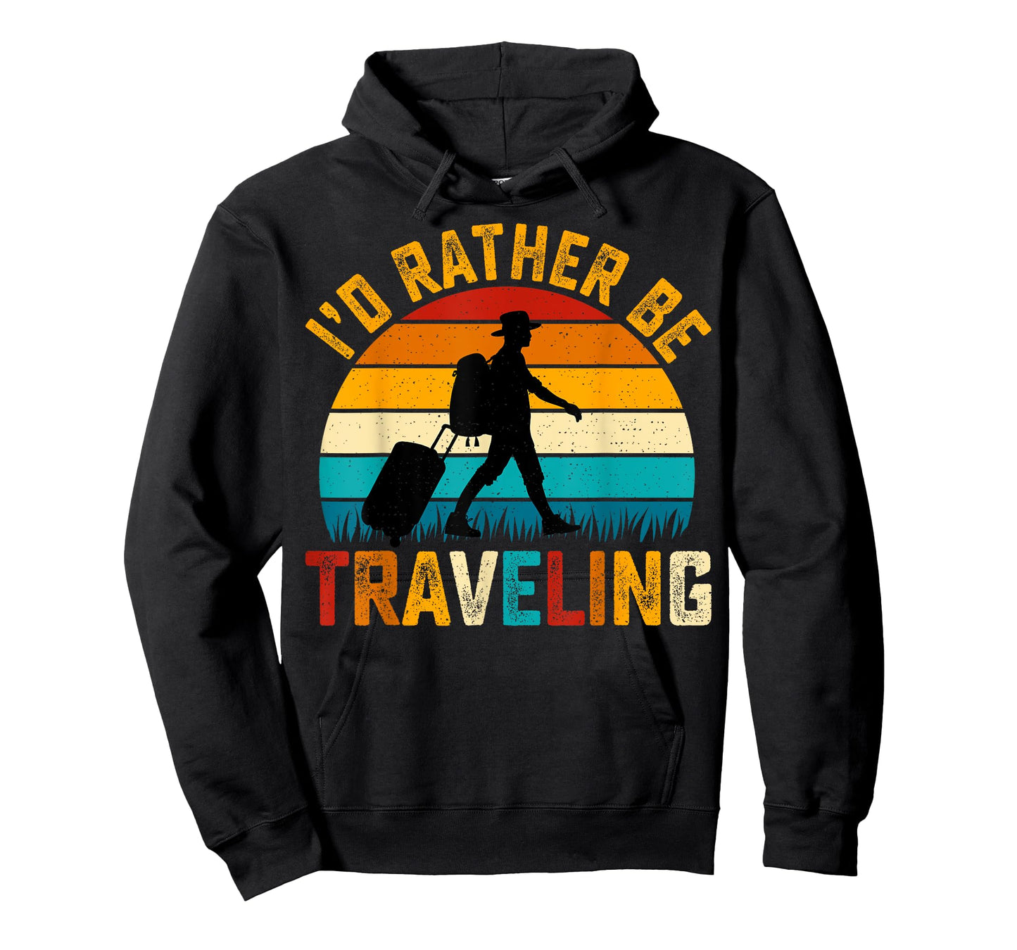 I'd Rather Be Traveling Mens Retro Sunset Vintage Traveler T-Shirt