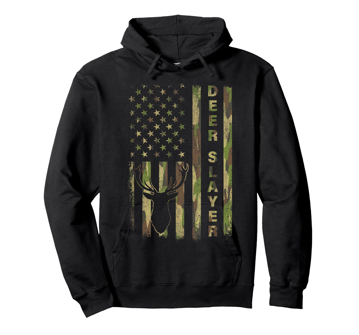 Deer Slayer Hunter Camo American Flag Hunting Lover Vintage T-Shirt