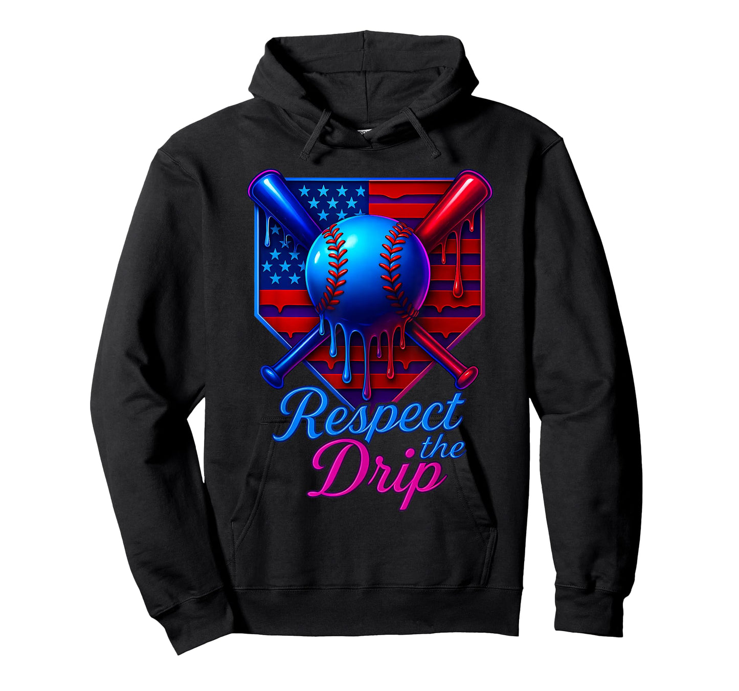 Baseball Drip Ice Cream Home Plate USA 4th Of July Patriotic T-Shirt