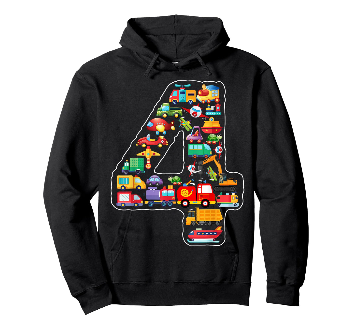 Kids 4th Birthday For Boys Cars Vehicles Fire Truck Airplane T-Shirt