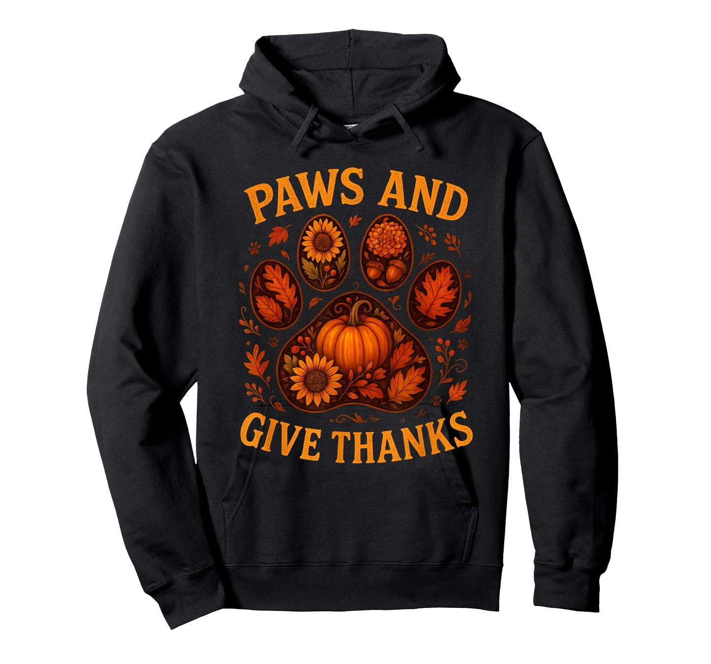 Paws and Give Thanks Autumn Paw Dog Pet Lovers Thanksgiving T-Shirt