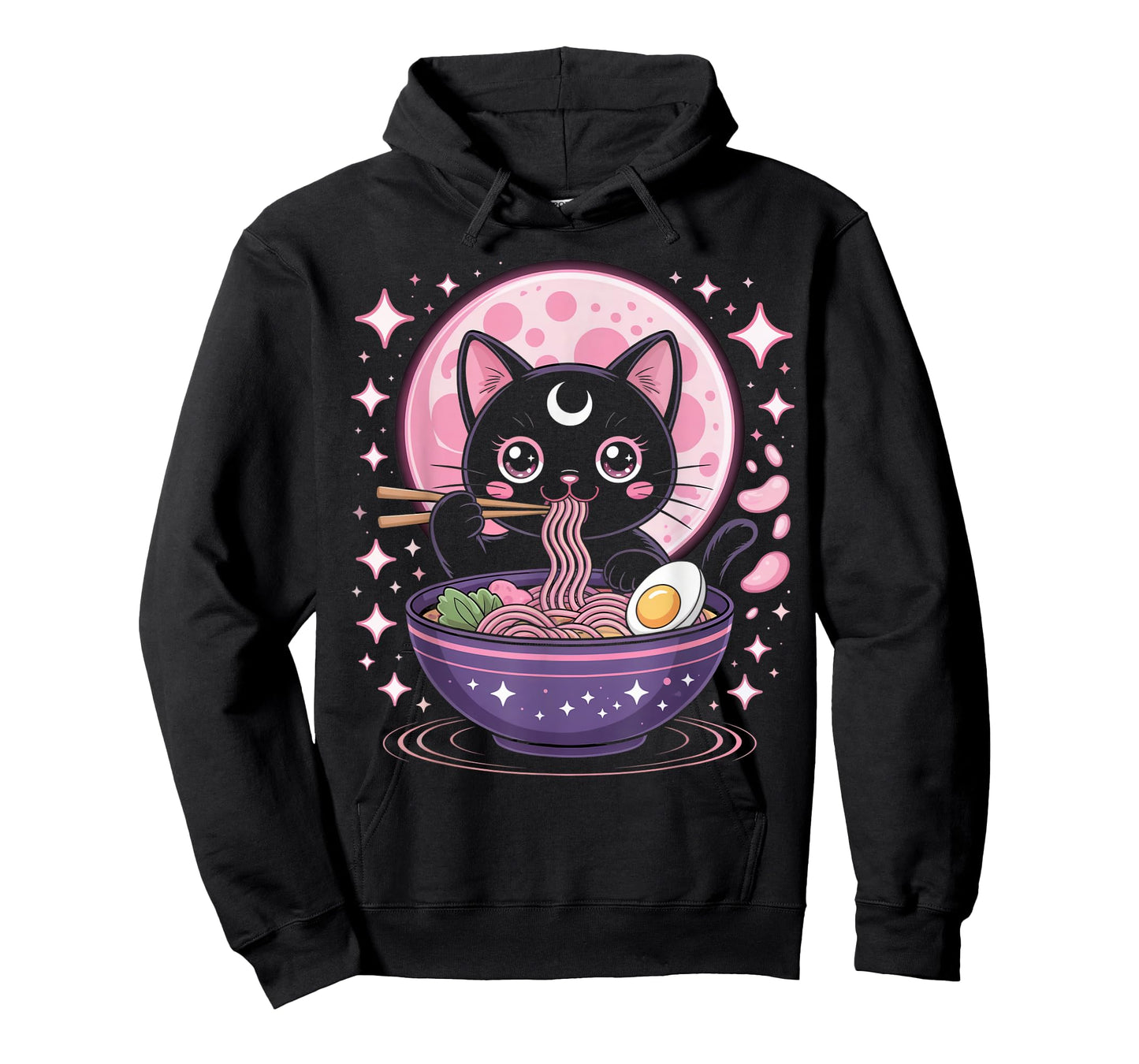 Pastel Goth Clothing Black Cat Eat Ramen Goth Girl Clothes T-Shirt