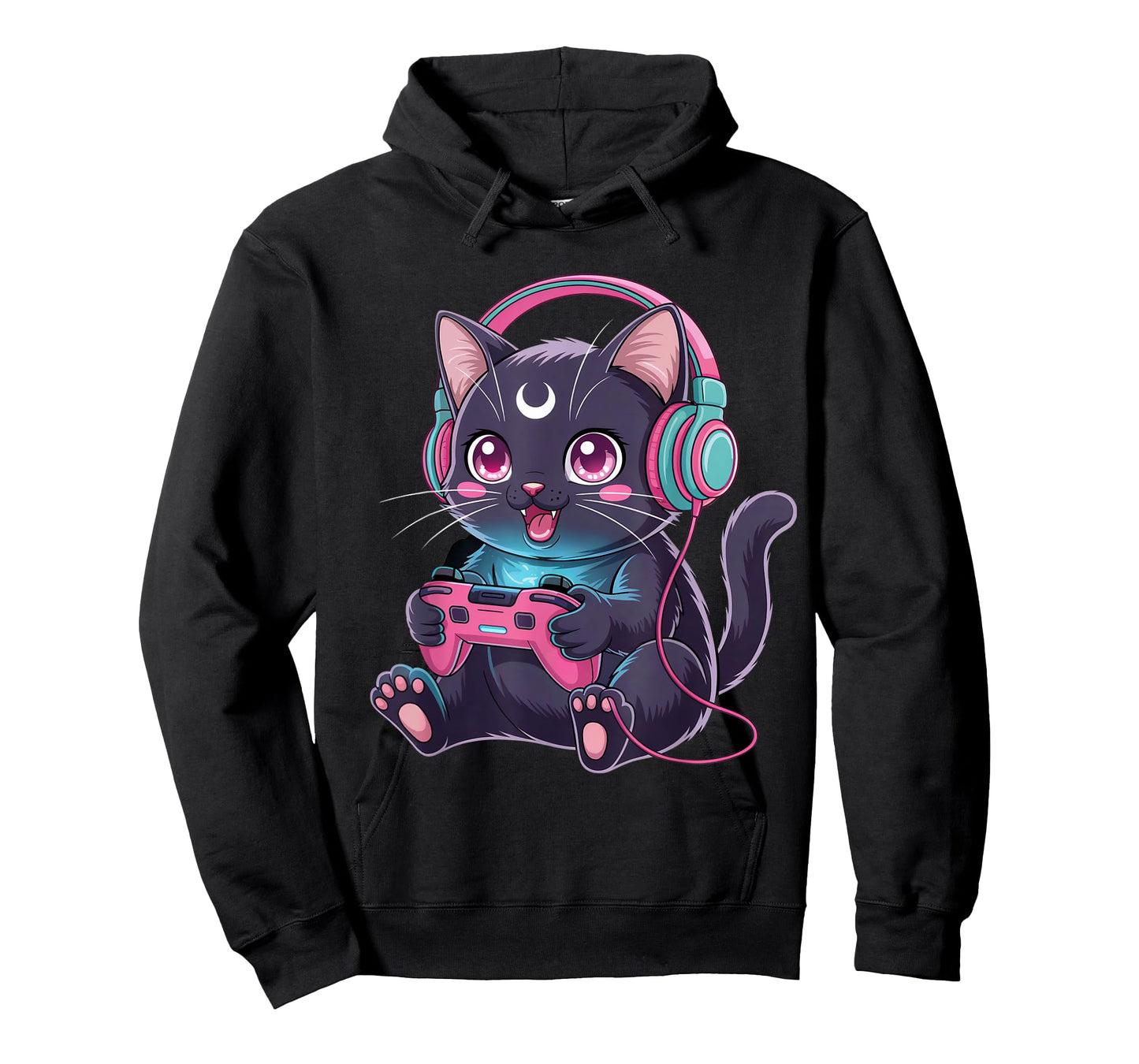 Gamer Black Cat Video Kawaii Goth Girl Clothes Pink Goth T-Shirt