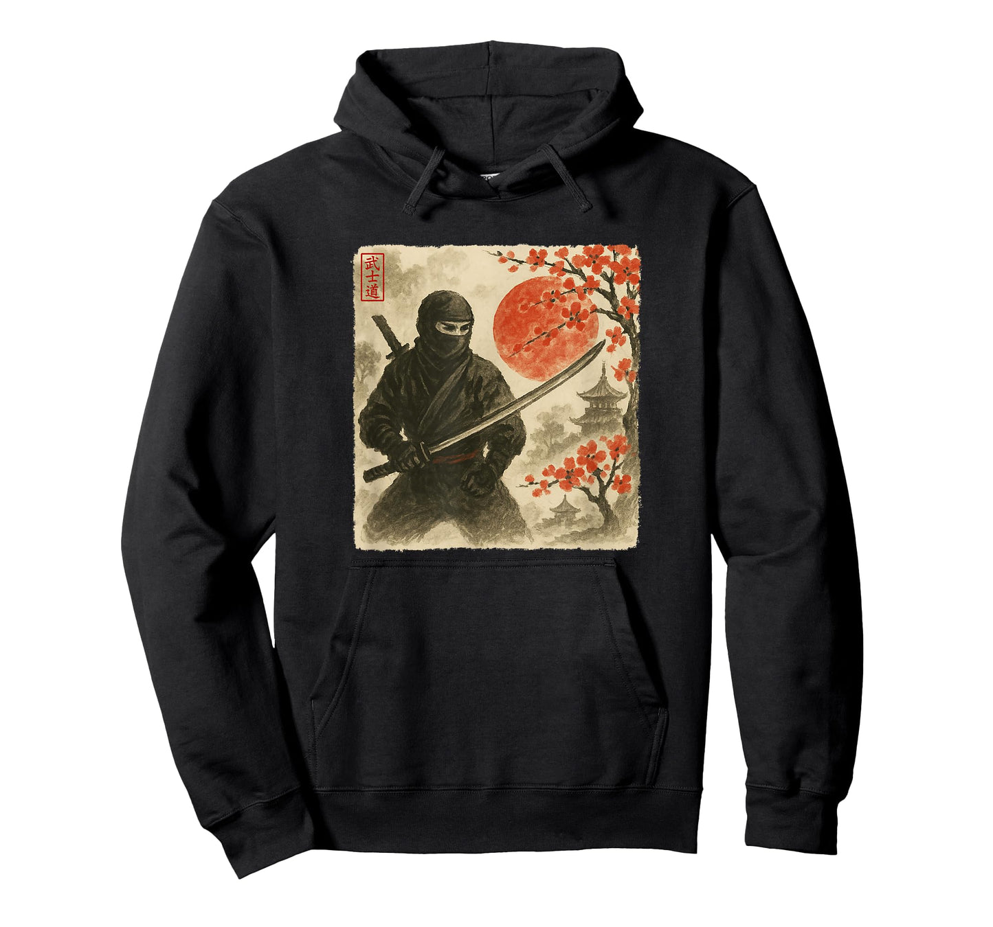 Ninja Samurai Japanese Warrior Costume Sumi-e Art Funny T-Shirt