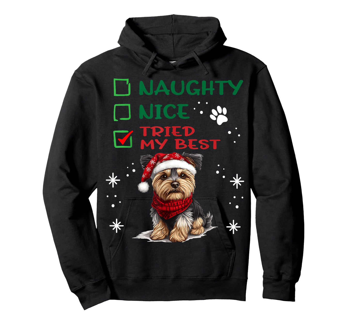 Cute Yorkshire Terrier Yorkie dog Dog Christmas Naughty Nice T-Shirt