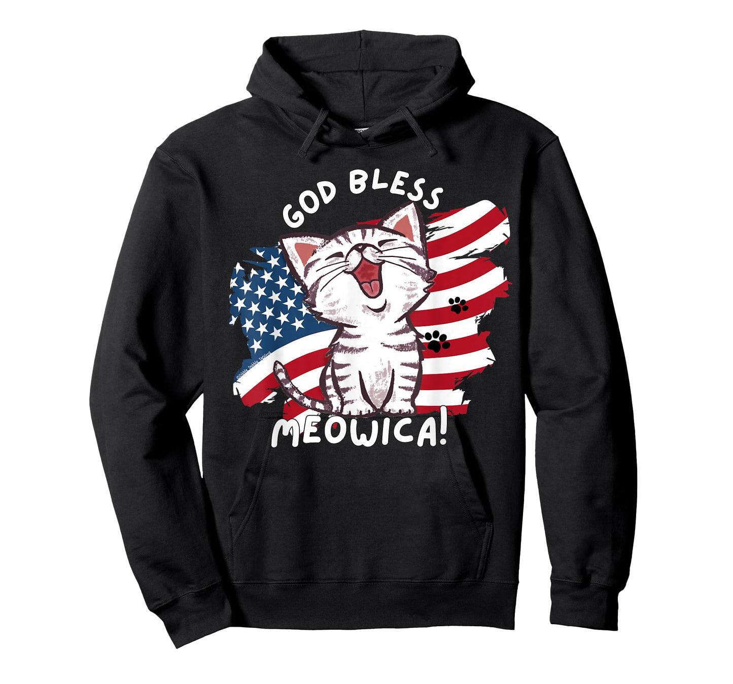 Funny Cat Lovers God Bless Meowica Patriotic 4th of July T-Shirt