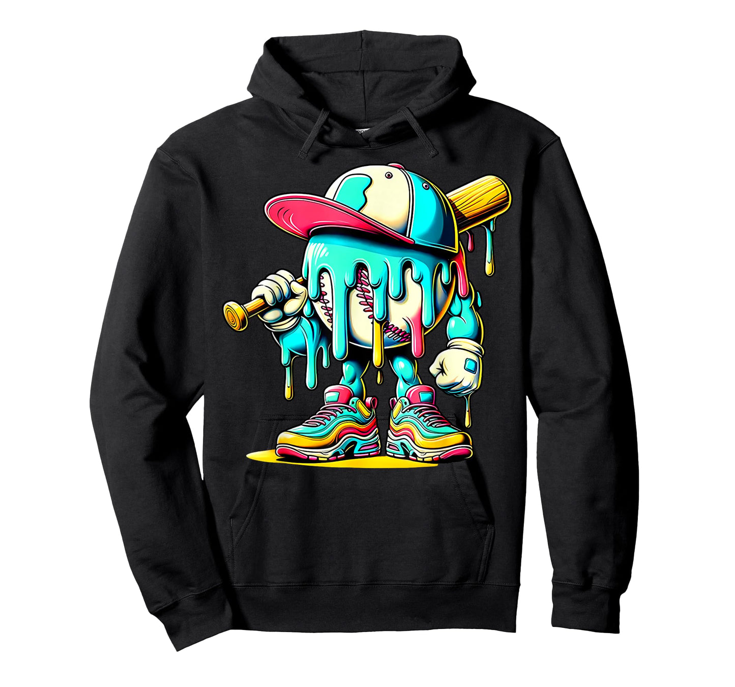 Funny Baseball Drip for Boys Kids Youth Dripping Ice Cream T-Shirt