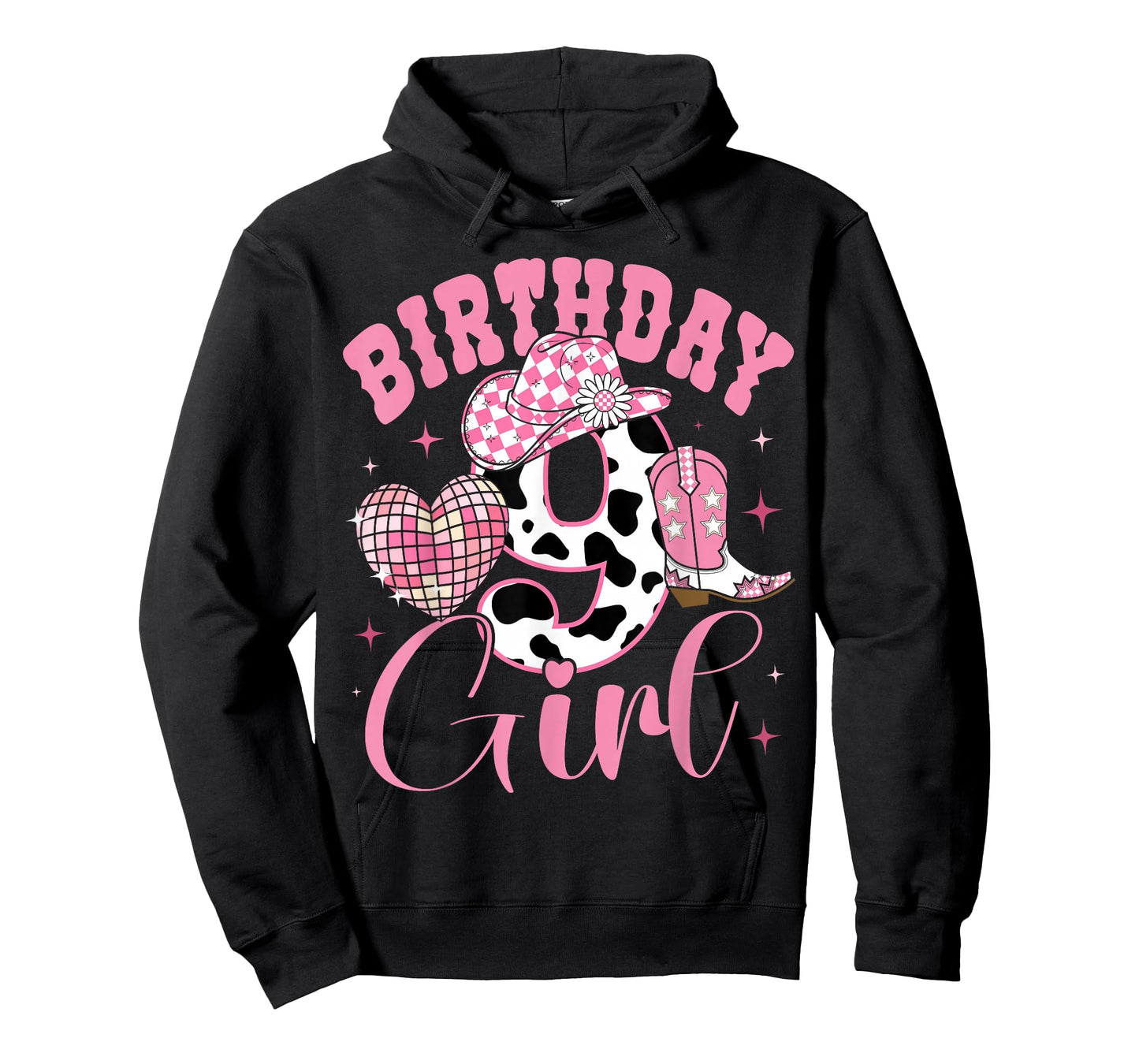Happy 9th Birthday Girl Outfit Rodeo Western Cowgirl Cowboy T-Shirt
