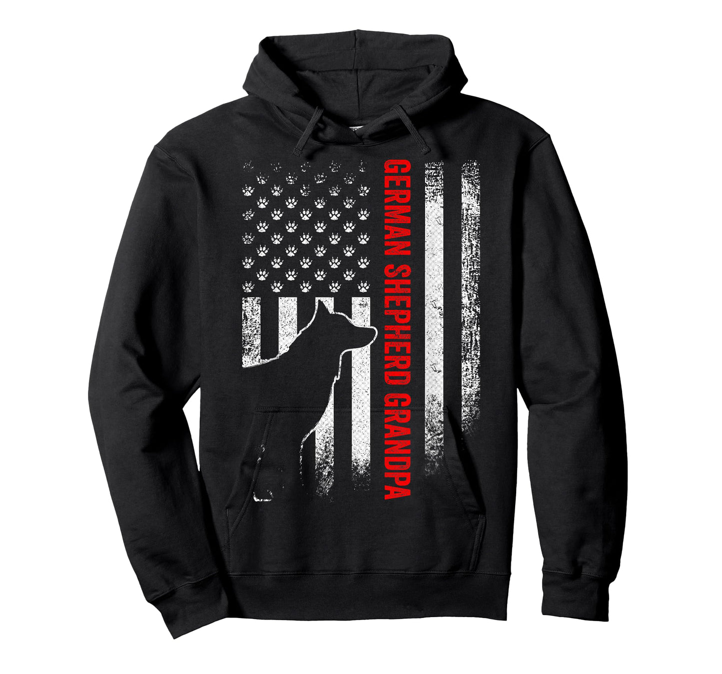 Vintage USA Flag Proud German Shepherd Grandpa Silhouette T-Shirt