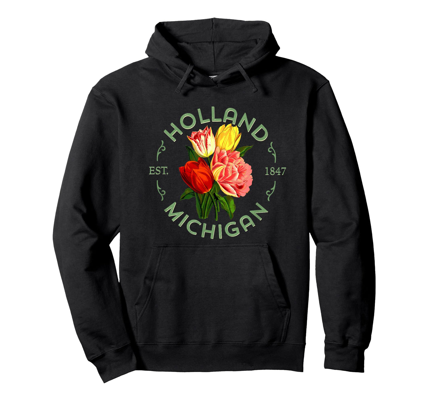 Holland Michigan Botanical Tulip Floral Women Girls Gardener T-Shirt