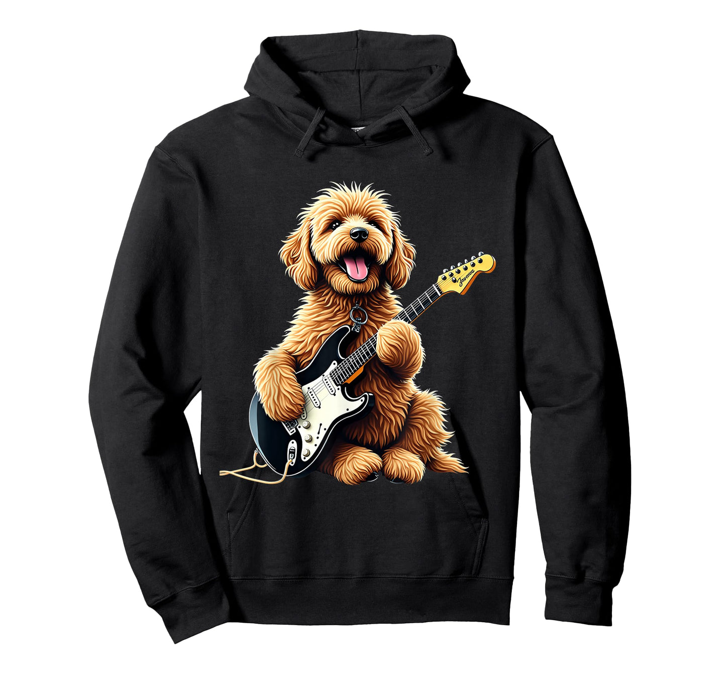 Funny Goldendoodle Dog Playing Electric Guitar Music Lover T-Shirt