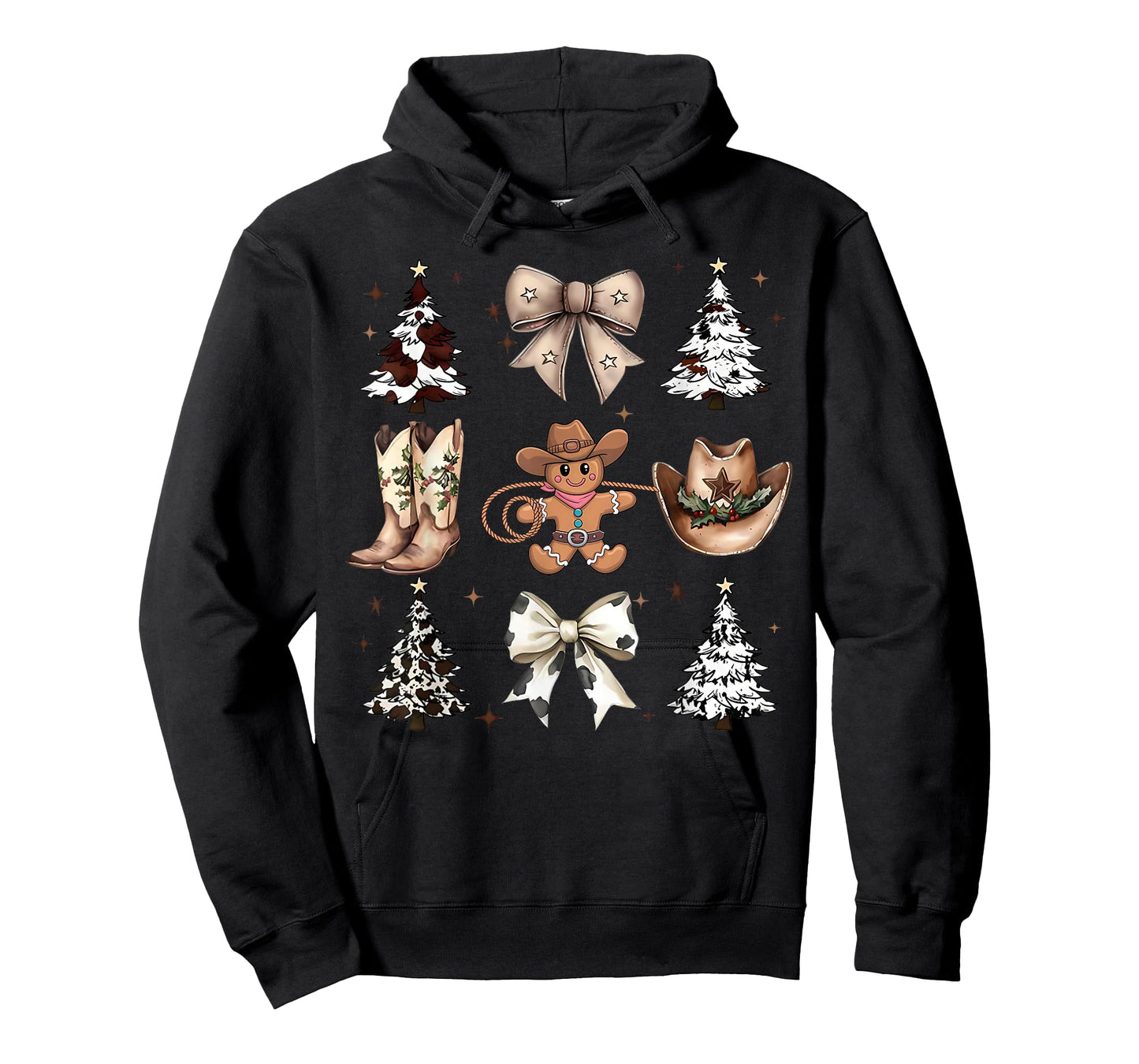 Howdy Christmas Cowboy Cowgirl Gingerbread Coquette Bow Xmas T-Shirt