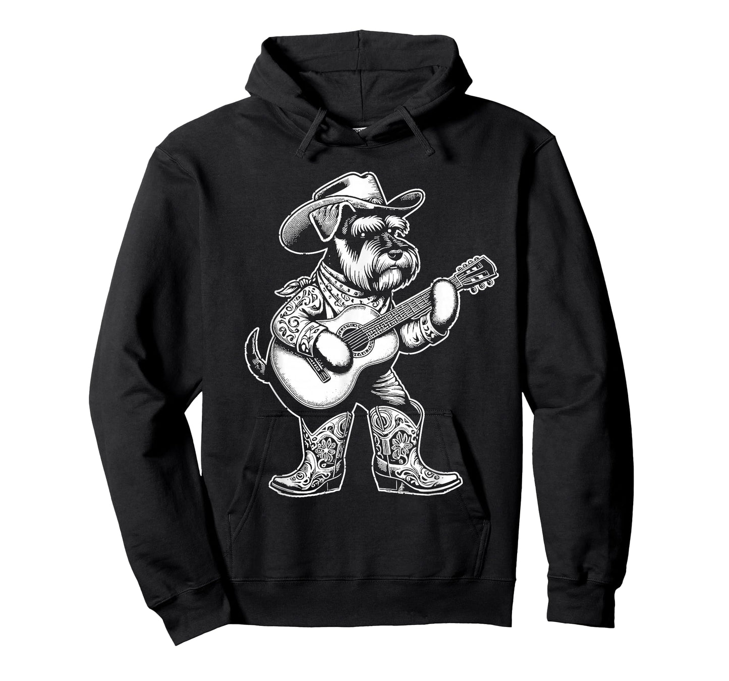 Schnauzer Dog Cowboy Guitar Musician Western Country Music T-Shirt
