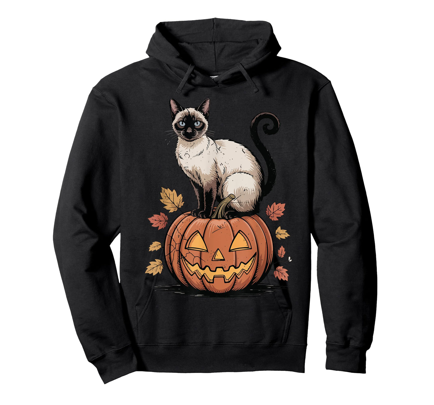 Vintage Siamese Cat Pumpkin Halloween Women Funny Mom Dad T-Shirt