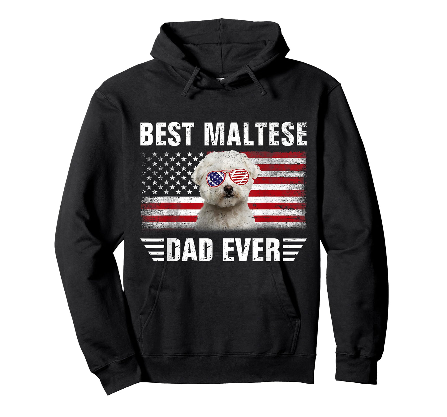 American Flag Best Maltese Dad Ever Tee Dog Dad Fathers Day T-Shirt