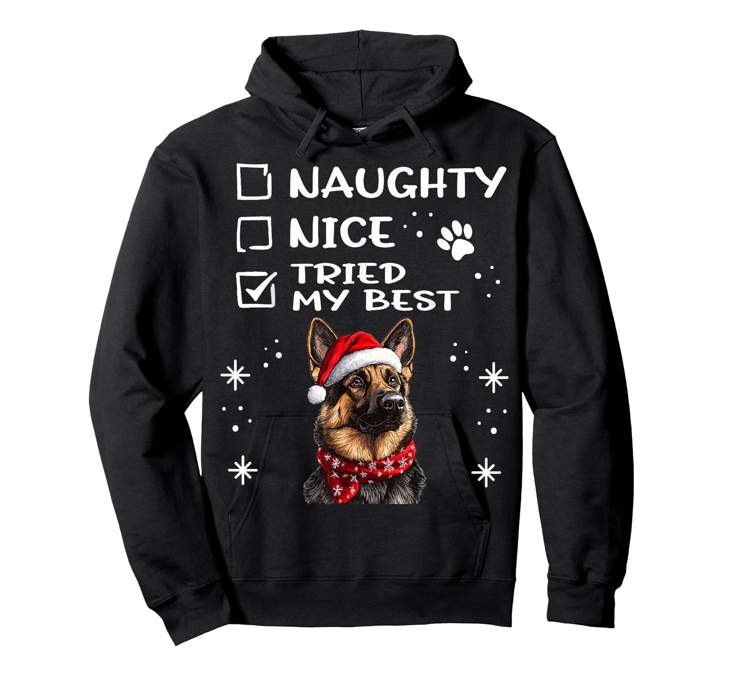 Cute German Shepherd Dog Christmas Naughty Nice Tried my T-Shirt