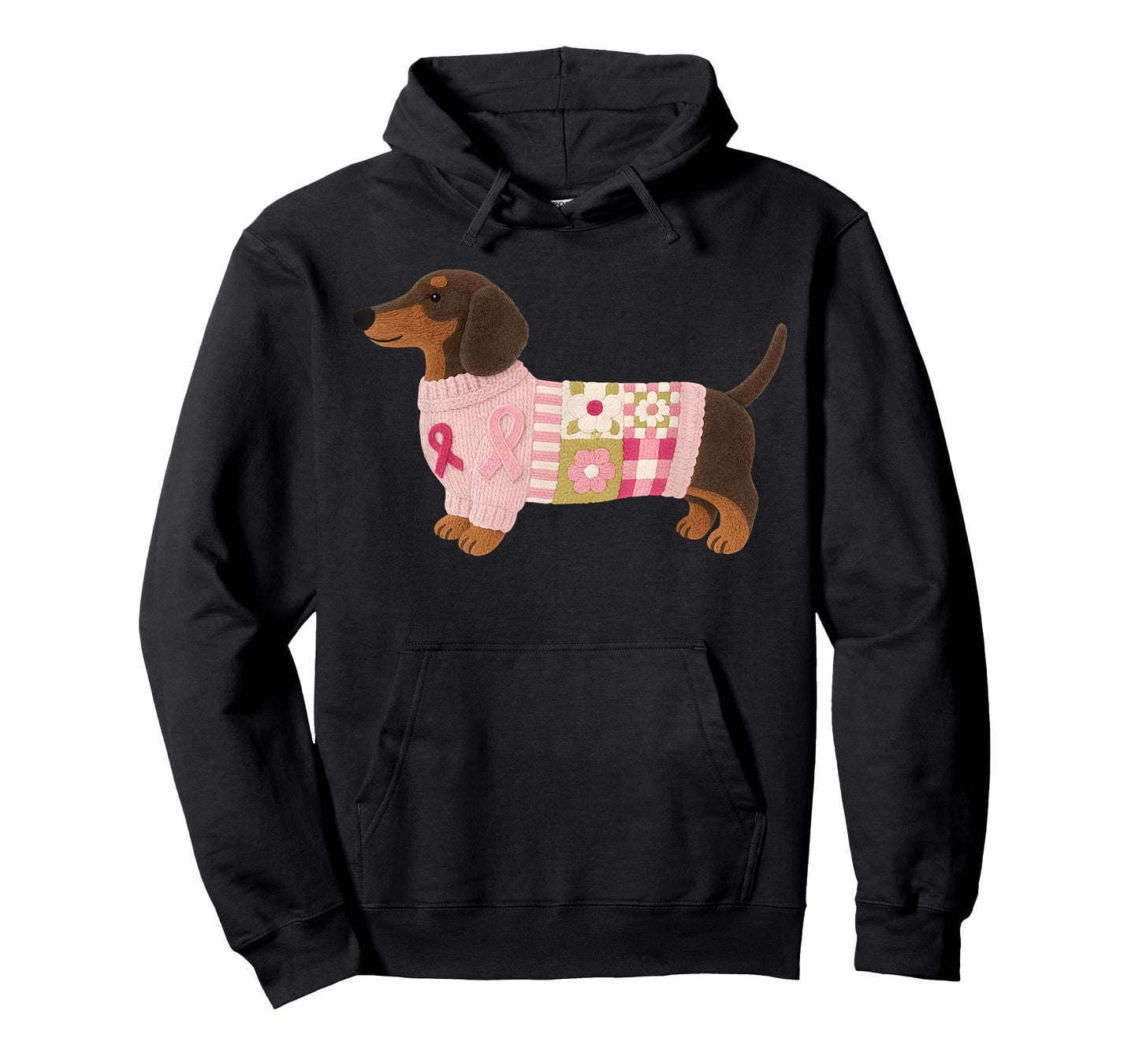 Dachshund Pink Ribbon Breast Cancer Awareness T-Shirt