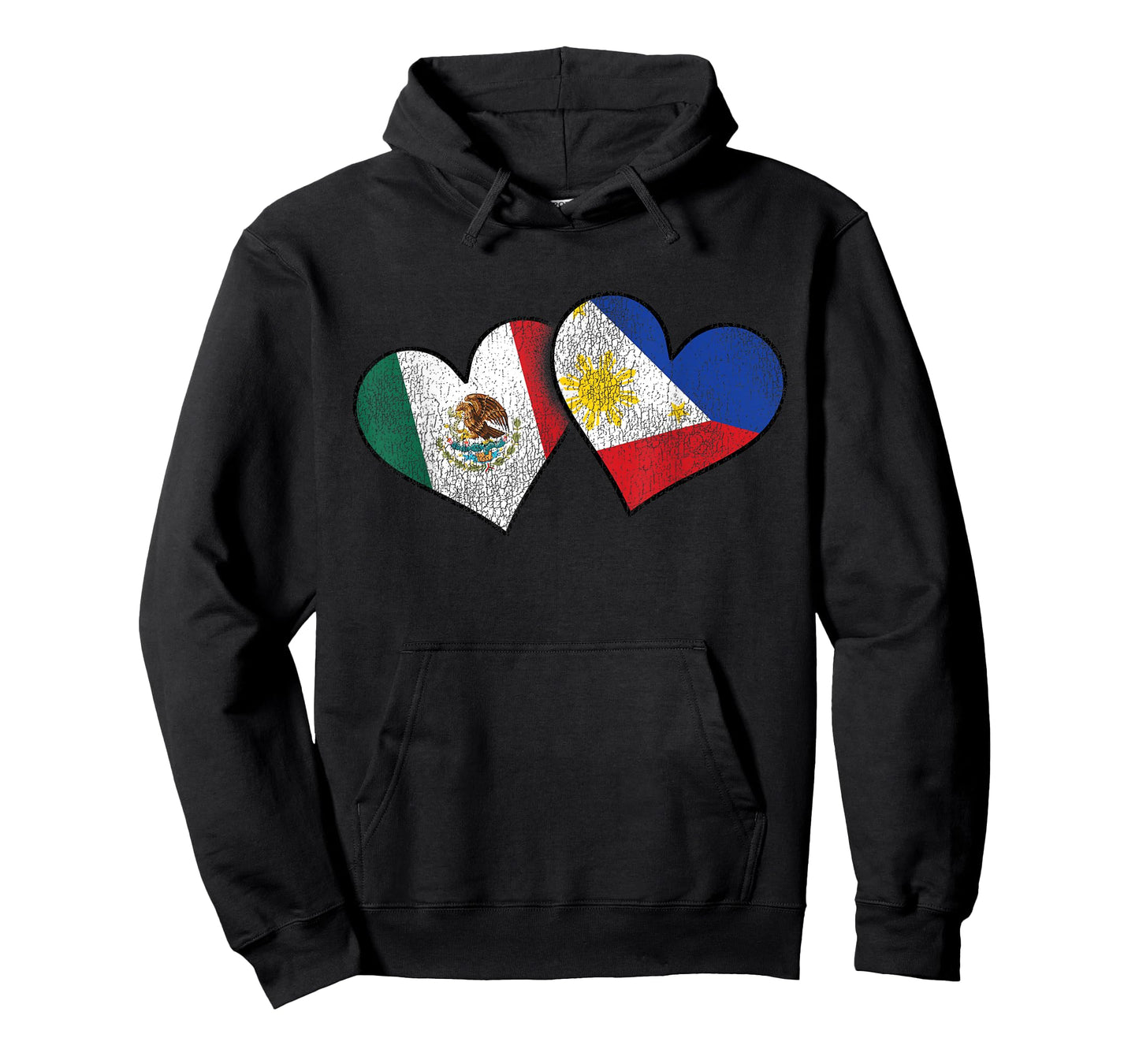 Mexican Filipino Love Mexico Philippines Flag Hearts T-Shirt