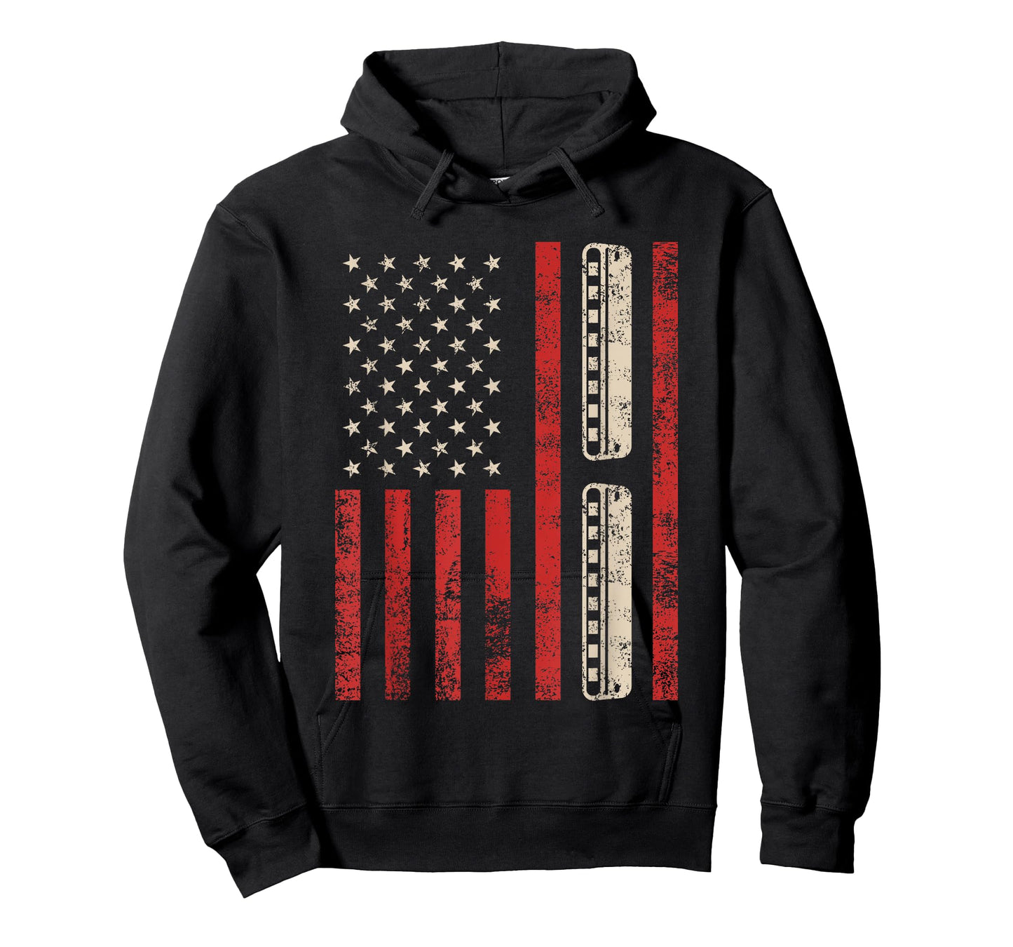 Harmonica Vintage American Flag Patriotic Harmonica Player T-Shirt for Women Girls Kids Men