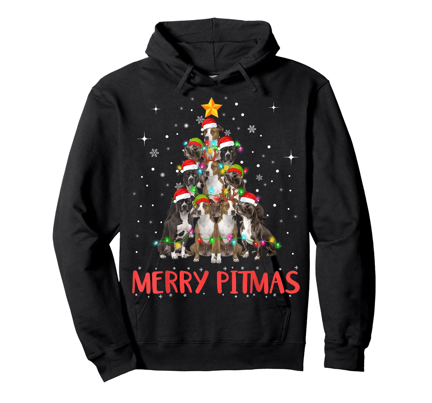 Merry Pitmas Pitbull Dog Ugly Christmas Sweater Tree Dogs T-Shirt