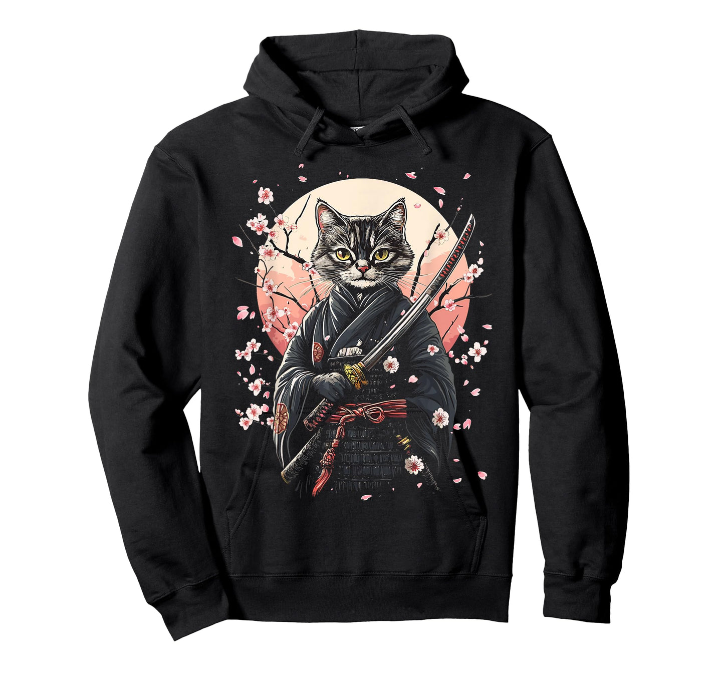Samurai Cat Katana Warrior Fighter Japanese Art T-Shirt