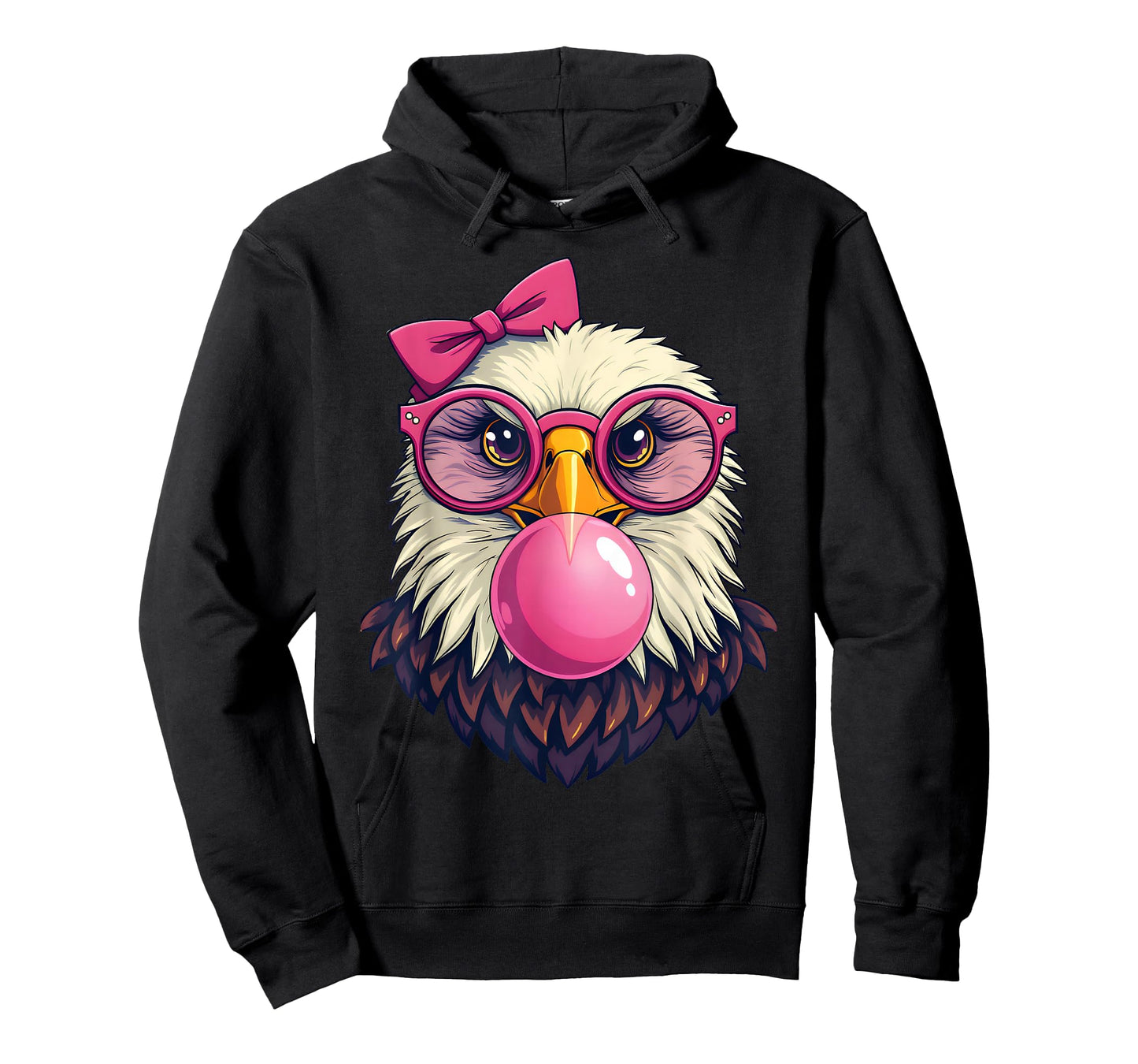 Cute Girl Bald Eagle Glasses Pink Bow Bubble Gum Eagle Lover T-Shirt