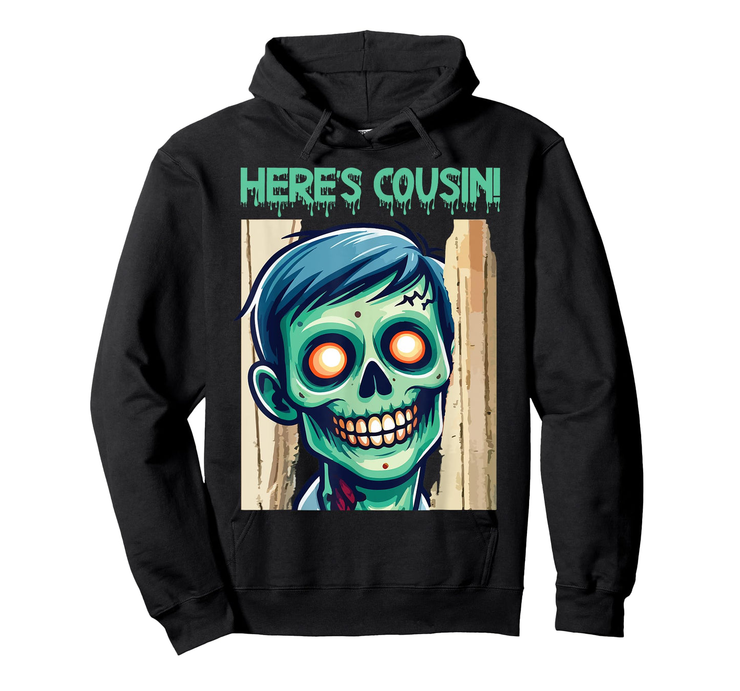 Creepy Zombie Here's Cousin Happy Halloween Day Horror Fans T-Shirt