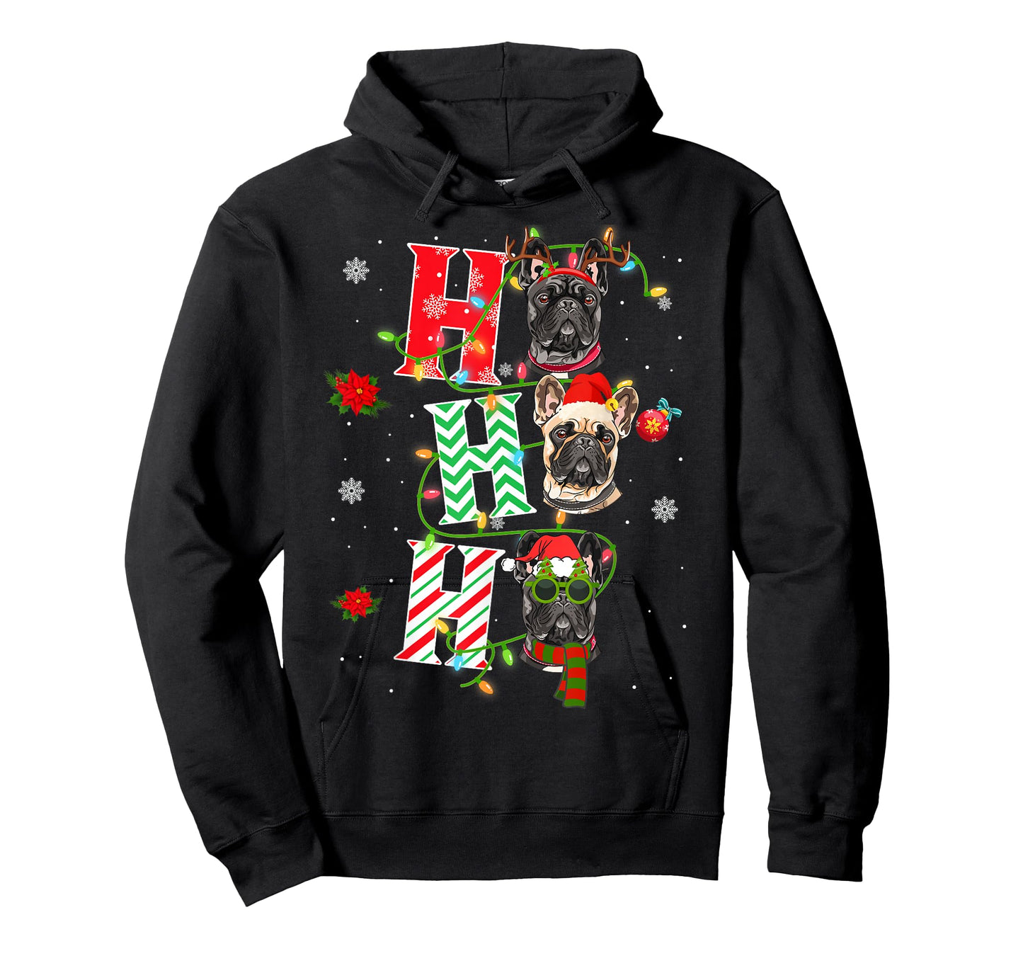 Christmas Ho Ho Ho French Bulldog Dog Funny Xmas Dog T-Shirt for Men Women Kids