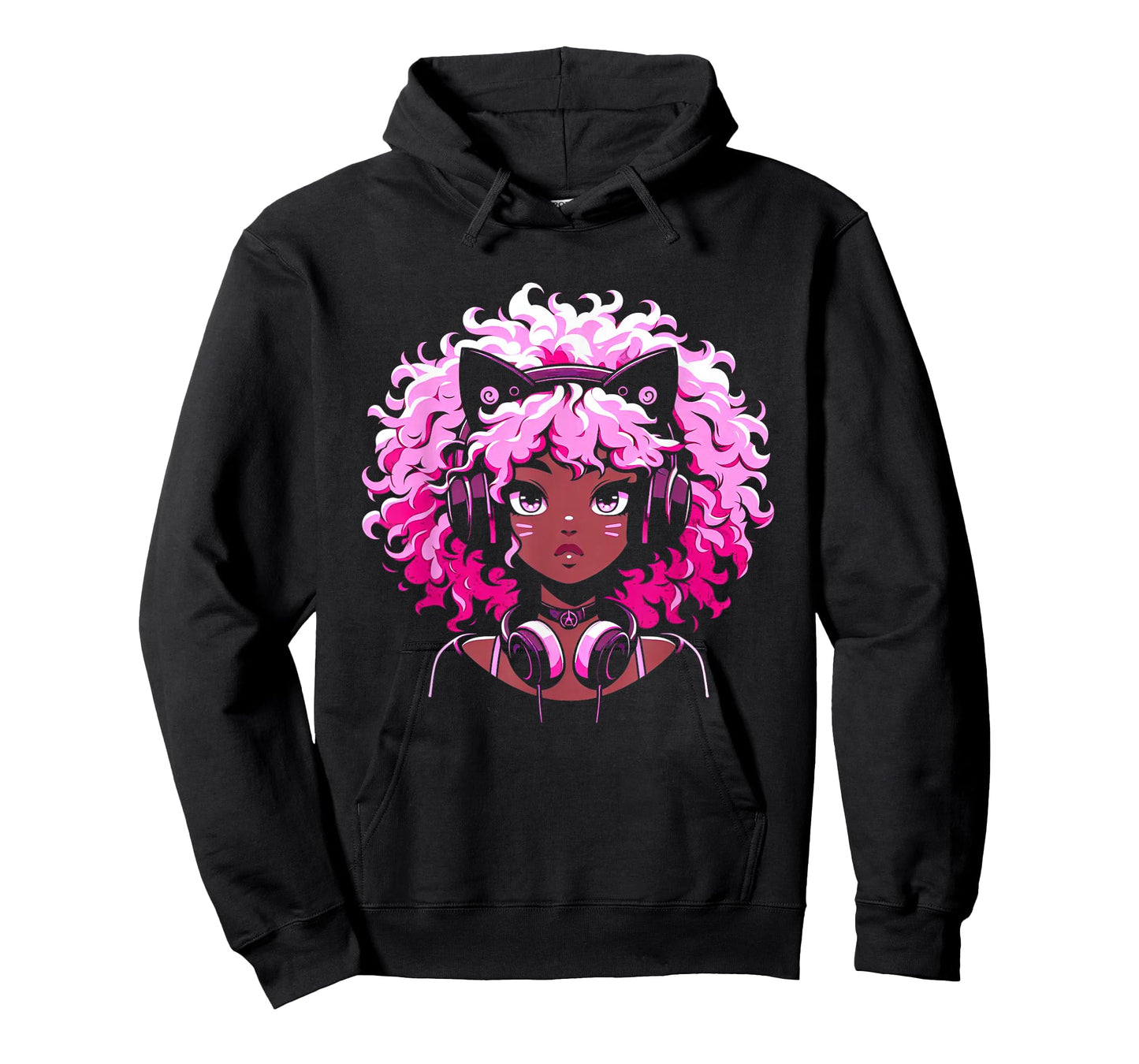 Anime and Music Black Girl Anime Merch Afro African American T-Shirt
