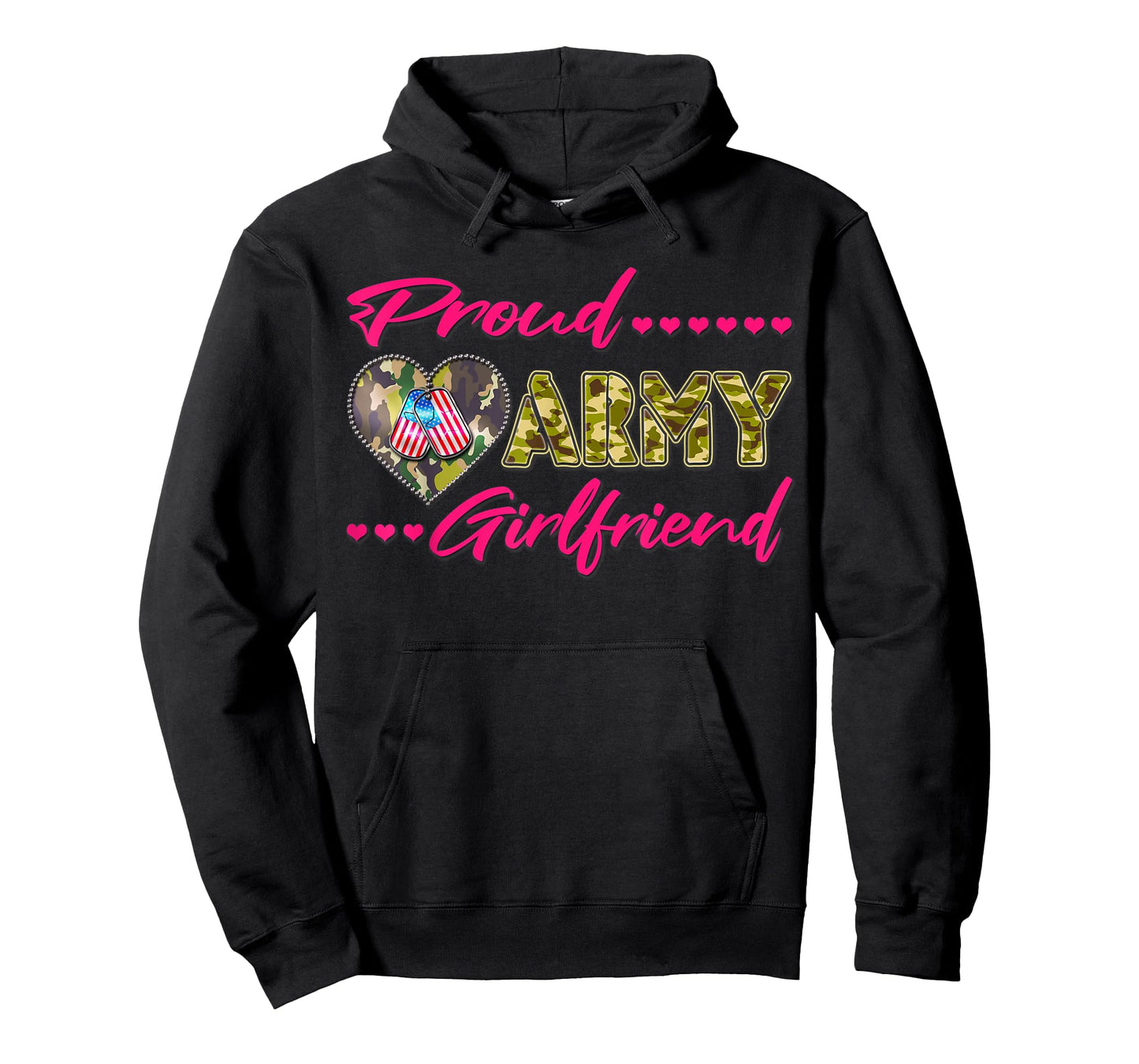 Proud Army Girlfriend - US Flag Dog Tags Military Lover Gift T-Shirt
