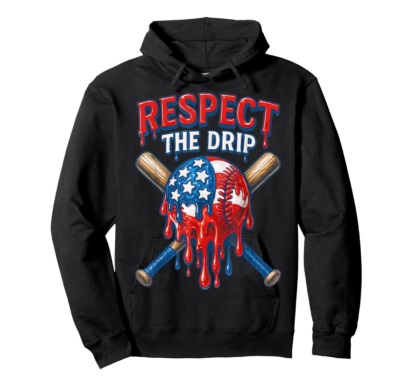 Respect The Drip Baseball Ice Cream Drip 4th of July T-Shirt