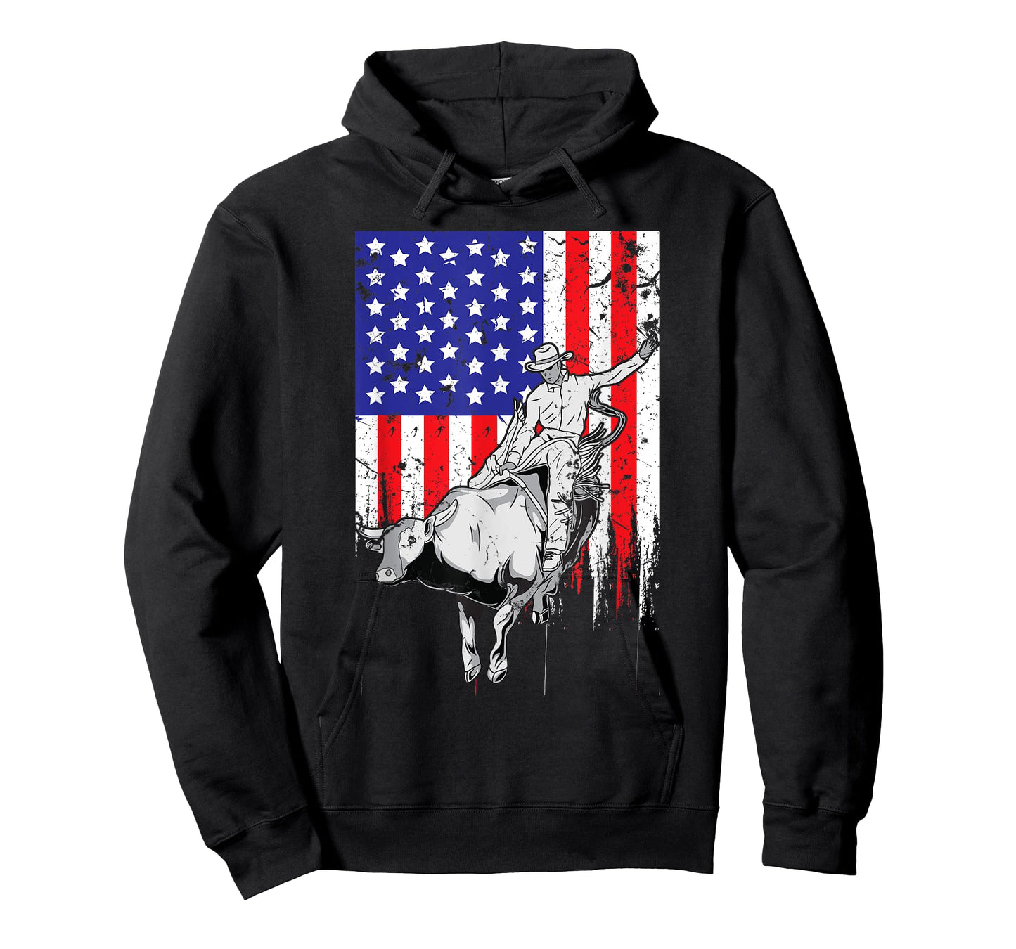 American Flag Bucking Bull Riding Patriotic Rodeo Rider T-Shirt