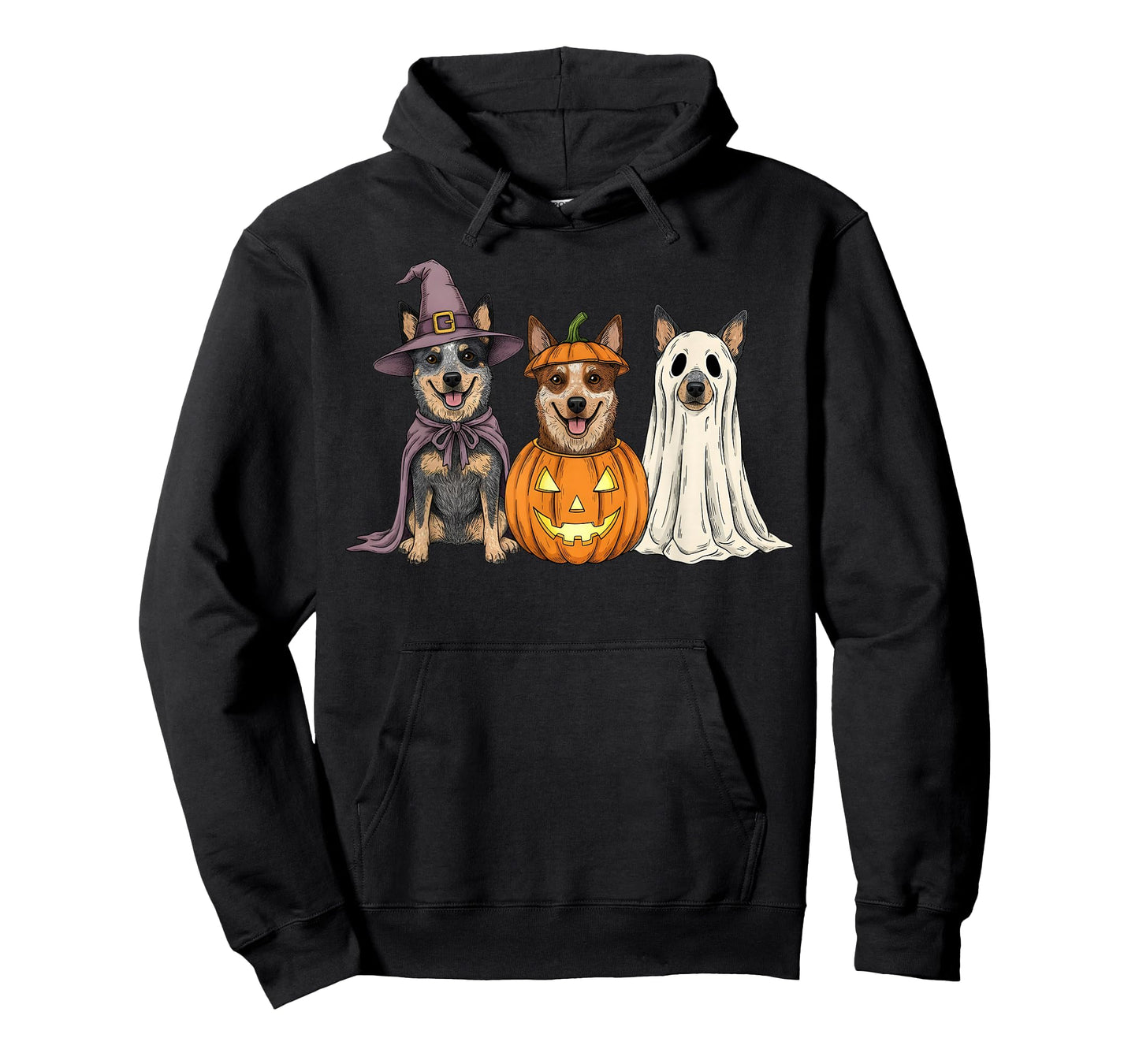 Spooky Ghost Blue Heeler Pumpkin Halloween Dog Lover T-Shirt