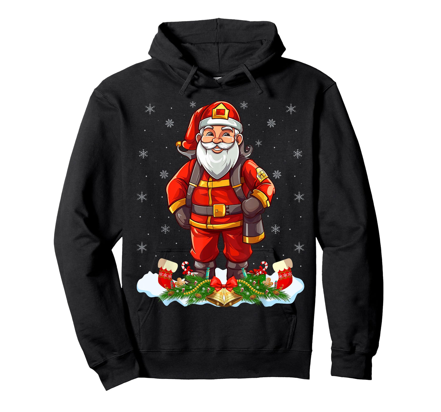 Funny Fireman Costume Santa Claus Firefighter Christmas T-Shirt
