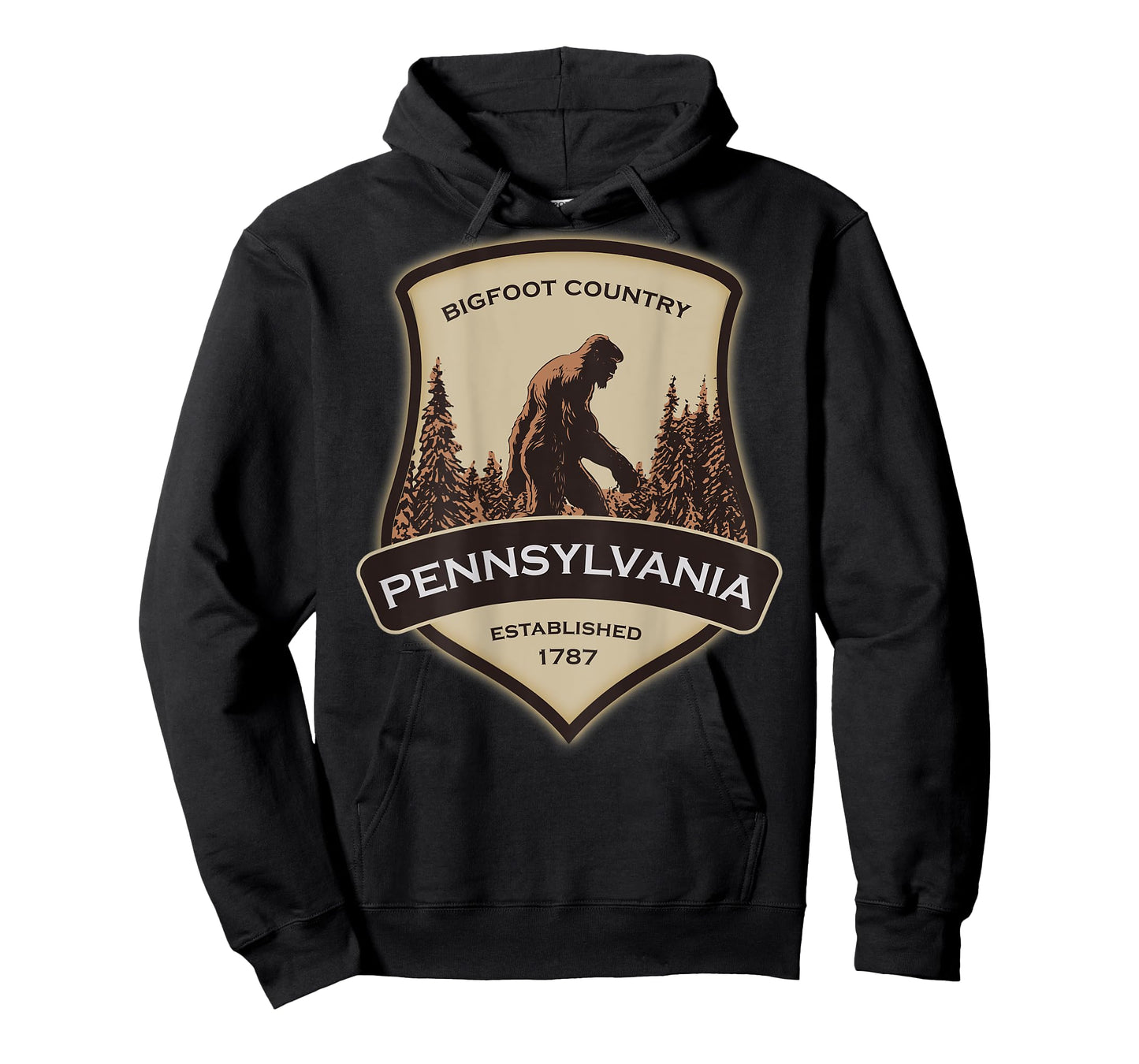 Printed On Back - Pennsylvania with a Bigfoot or Sasquatch T-Shirt