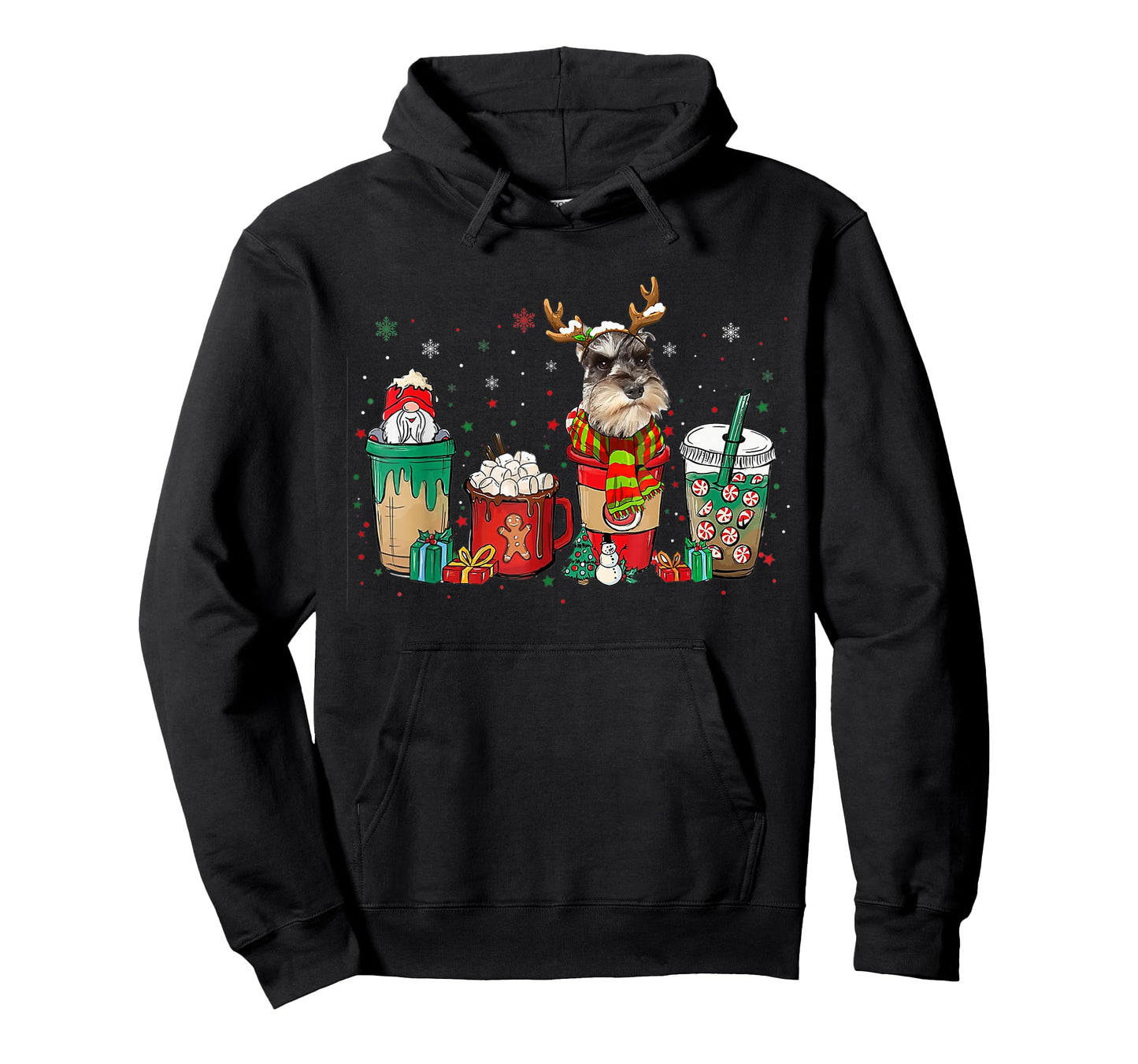 Cute Schnauzer Dog Christmas Coffee Pajamas Xmas Men Women T-Shirt