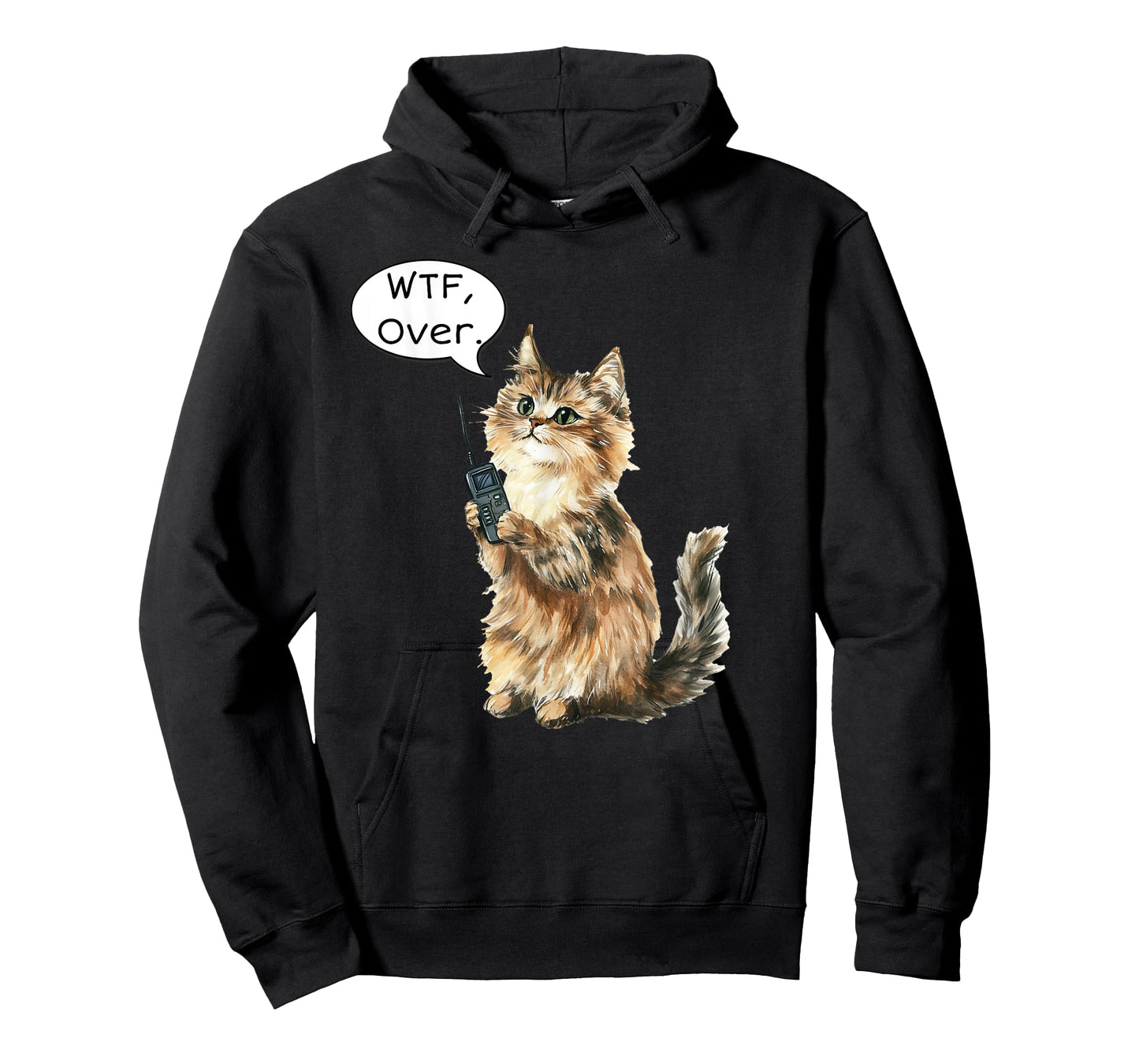 WTF, Over. Walkie Talkie Fluffy Cat Funny Meme Cat Lover T-Shirt