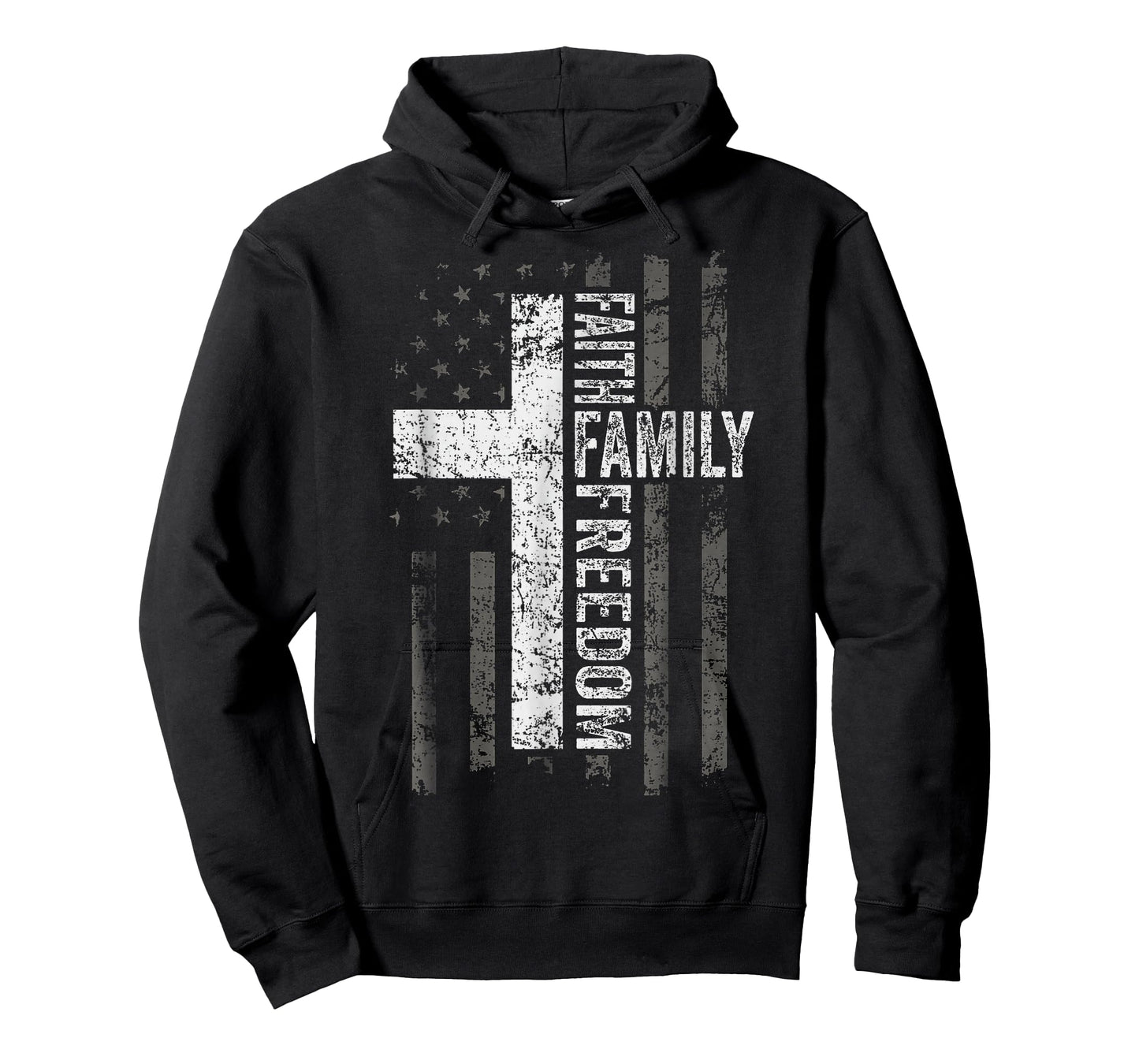 Faith Family Freedom Patriotic Christian Vintage USA Flag T-Shirt