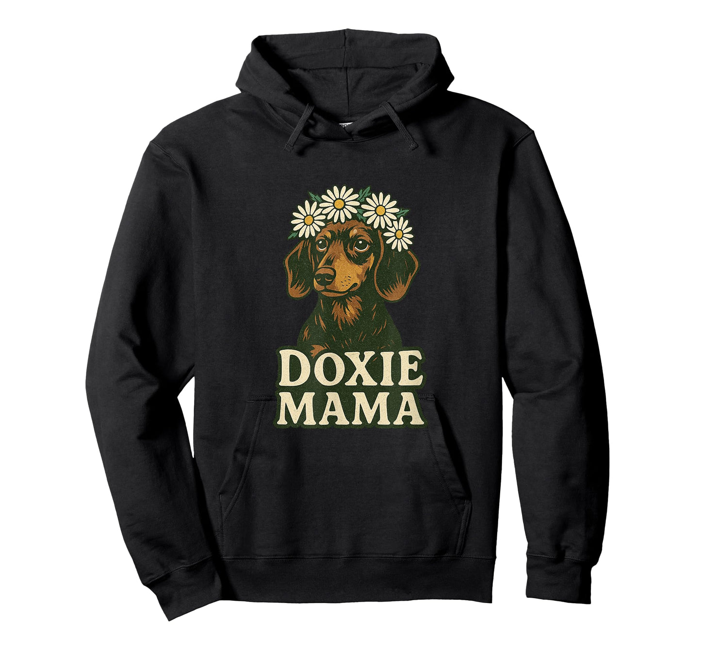 Doxie Mama Dachshund with Daisy Crown Cute Dog Art T-Shirt