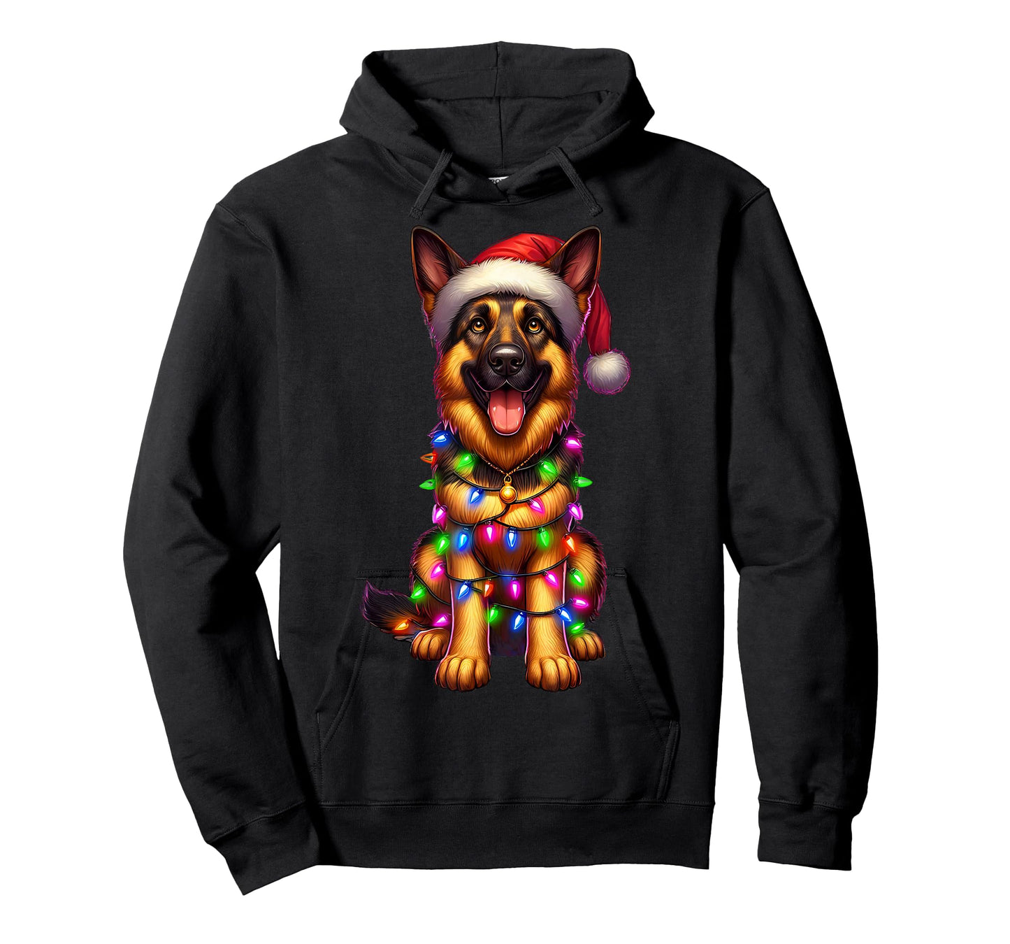German Shepherd Christmas Tree Lights Xmas Pajama Dog Lover T-Shirt