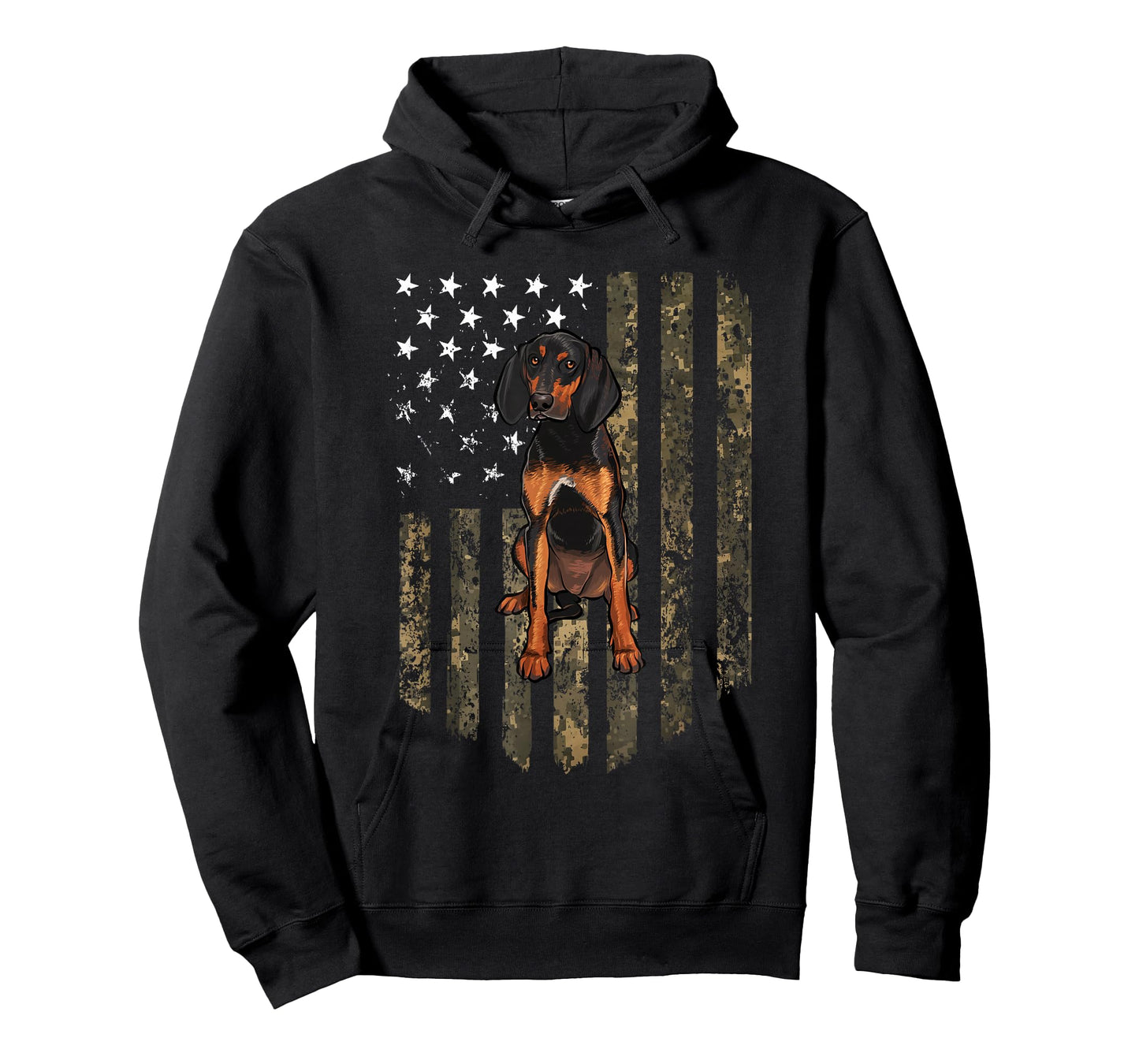 Camo American Flag Black and Tan Coonhound 4th Of July USA T-Shirt