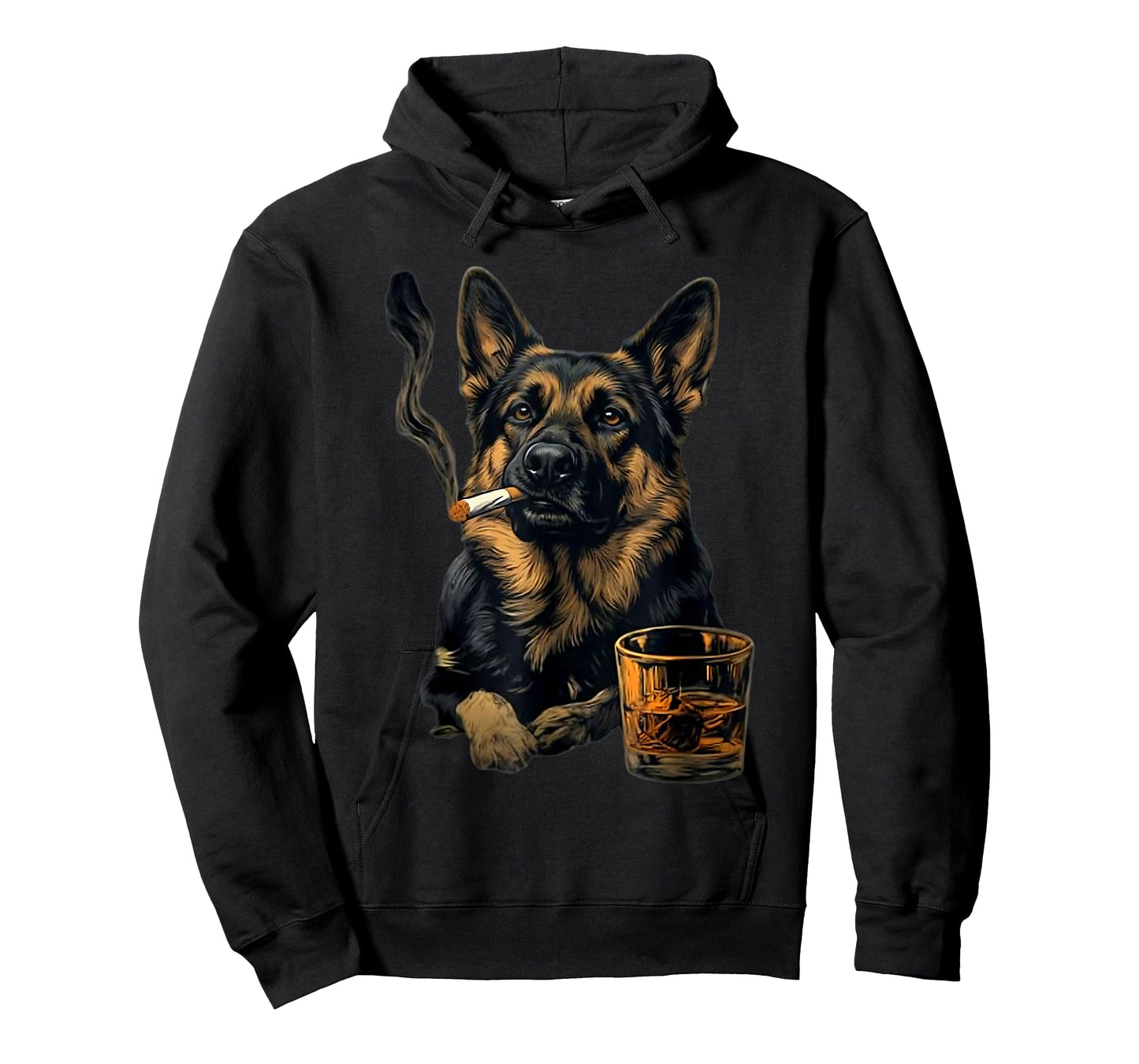 German Shepherd Dog Smoking Cigarette Whisky Lover Funny Dog T-Shirt