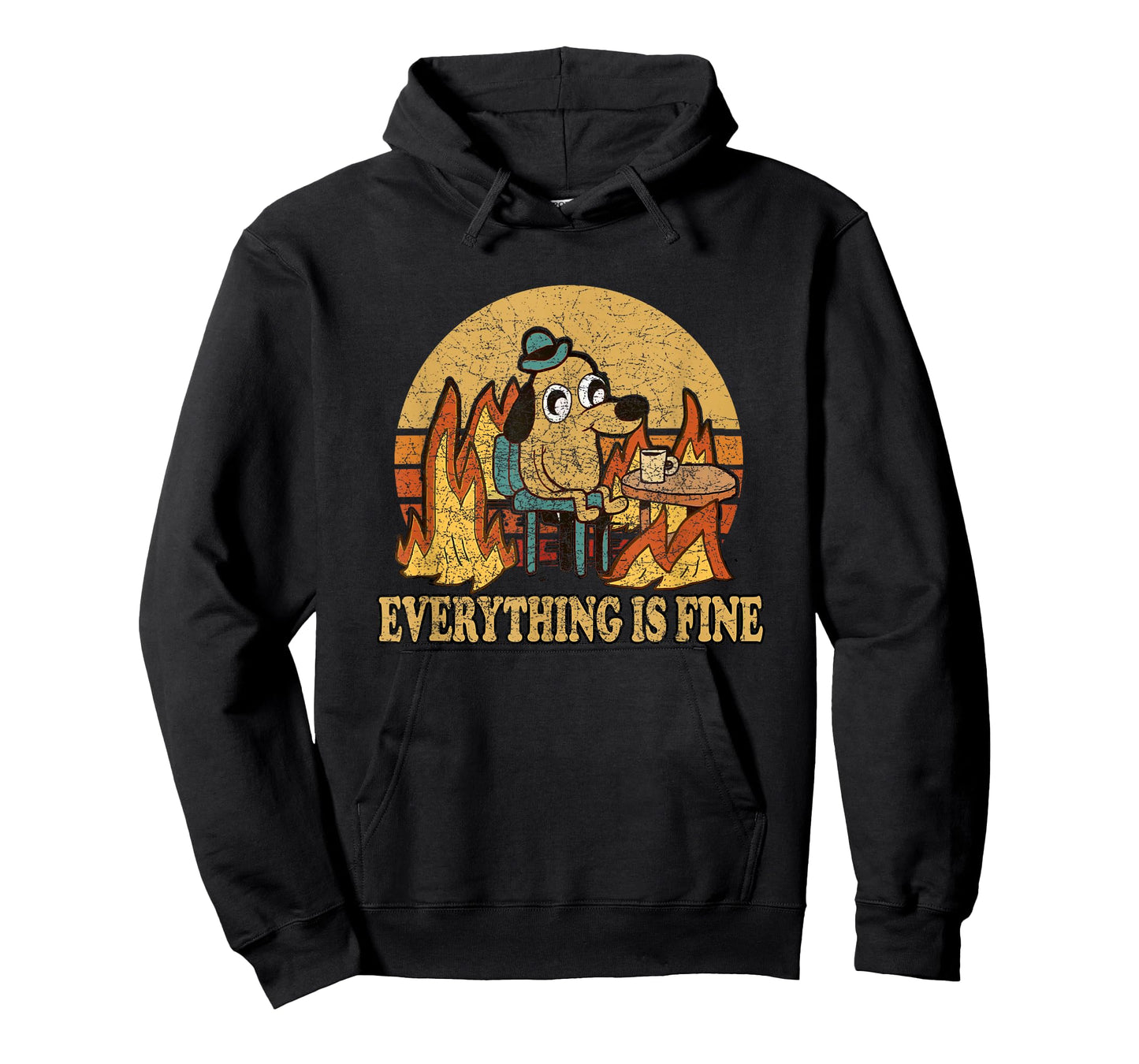 Everything Is Fine Dog Drinking Coffee Burning Meme T-Shirt