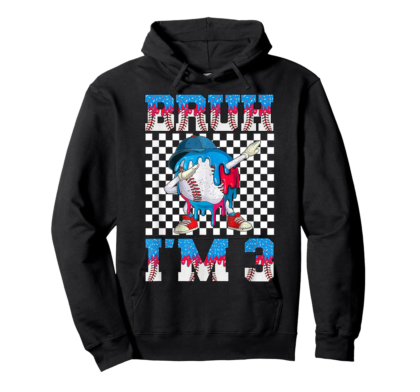Bruh 3rd Birthday Boy Baseball Ice Cream Drip T-Shirt
