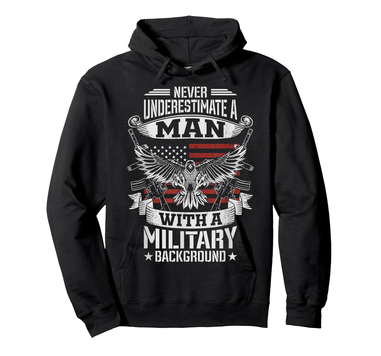 Never Underestimate A Man with A Military Background Veteran T-Shirt